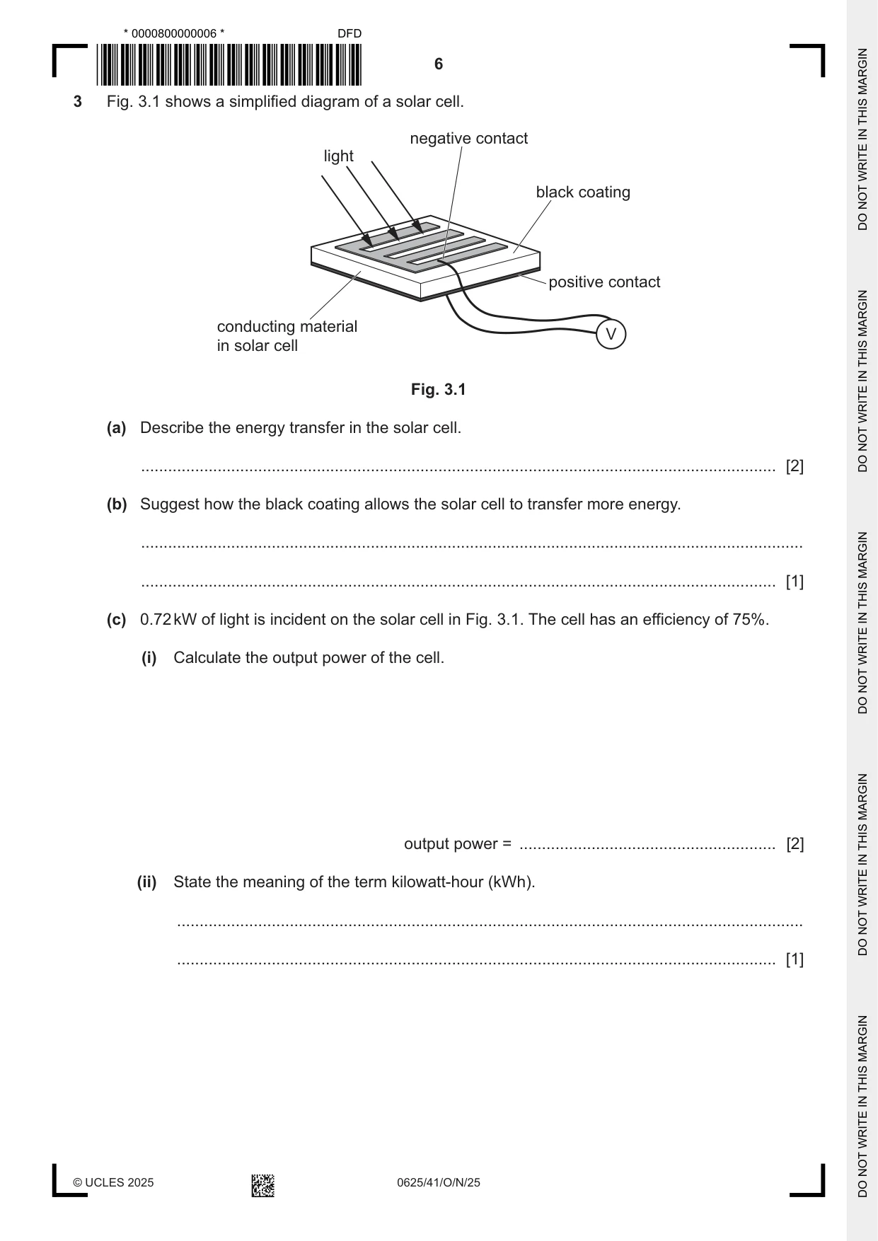 Cambridge IGCSE Physics 0625 2025 Oct/Nov Paper 4 · Variant 1 question paper, page 6 of 16