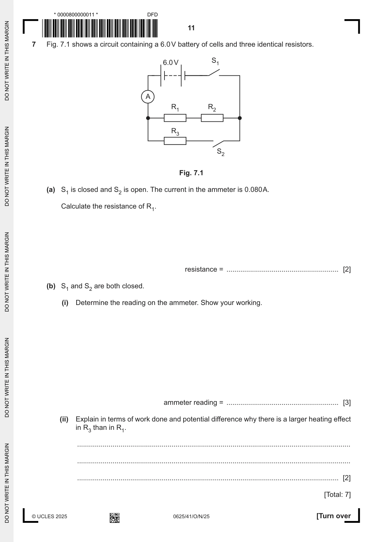 Cambridge IGCSE Physics 0625 2025 Oct/Nov Paper 4 · Variant 1 question paper, page 11 of 16