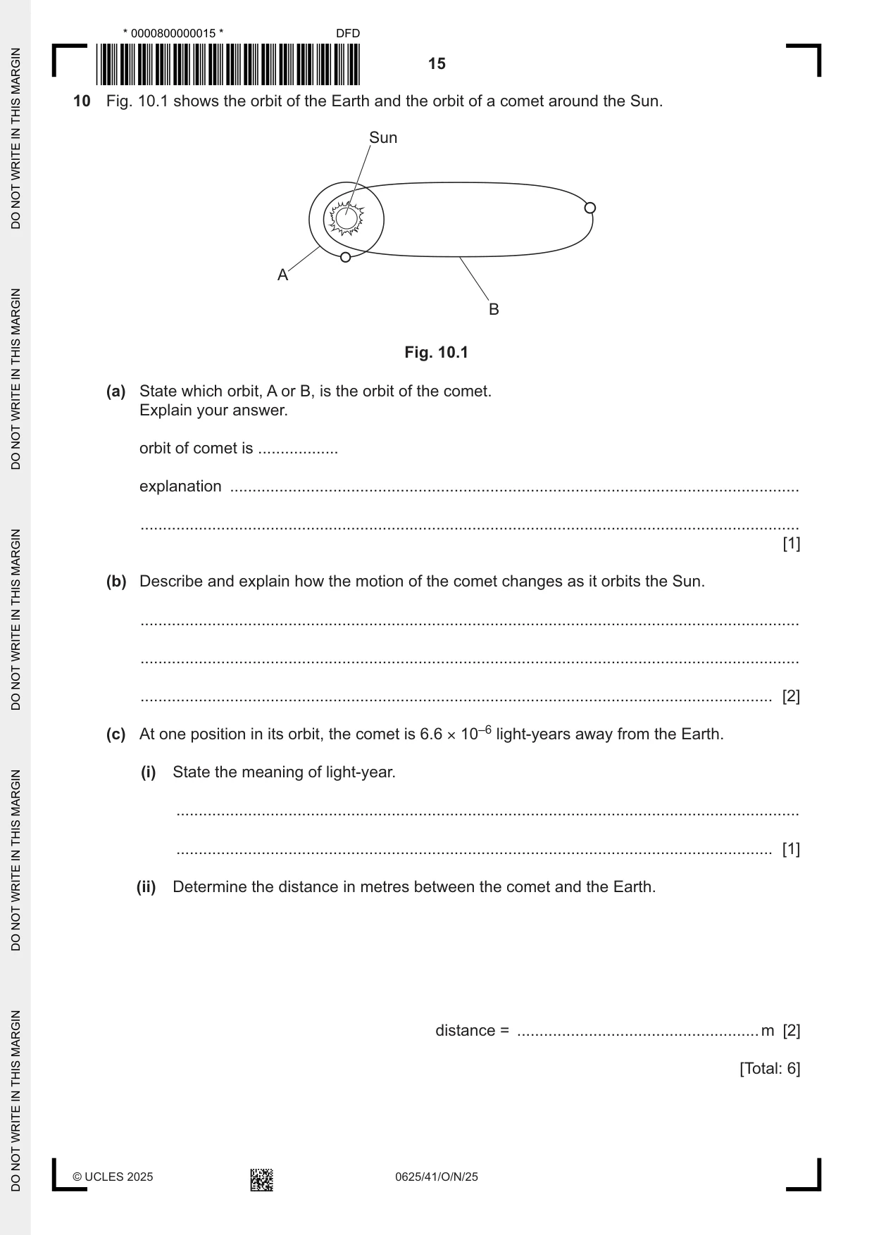 Cambridge IGCSE Physics 0625 2025 Oct/Nov Paper 4 · Variant 1 question paper, page 15 of 16