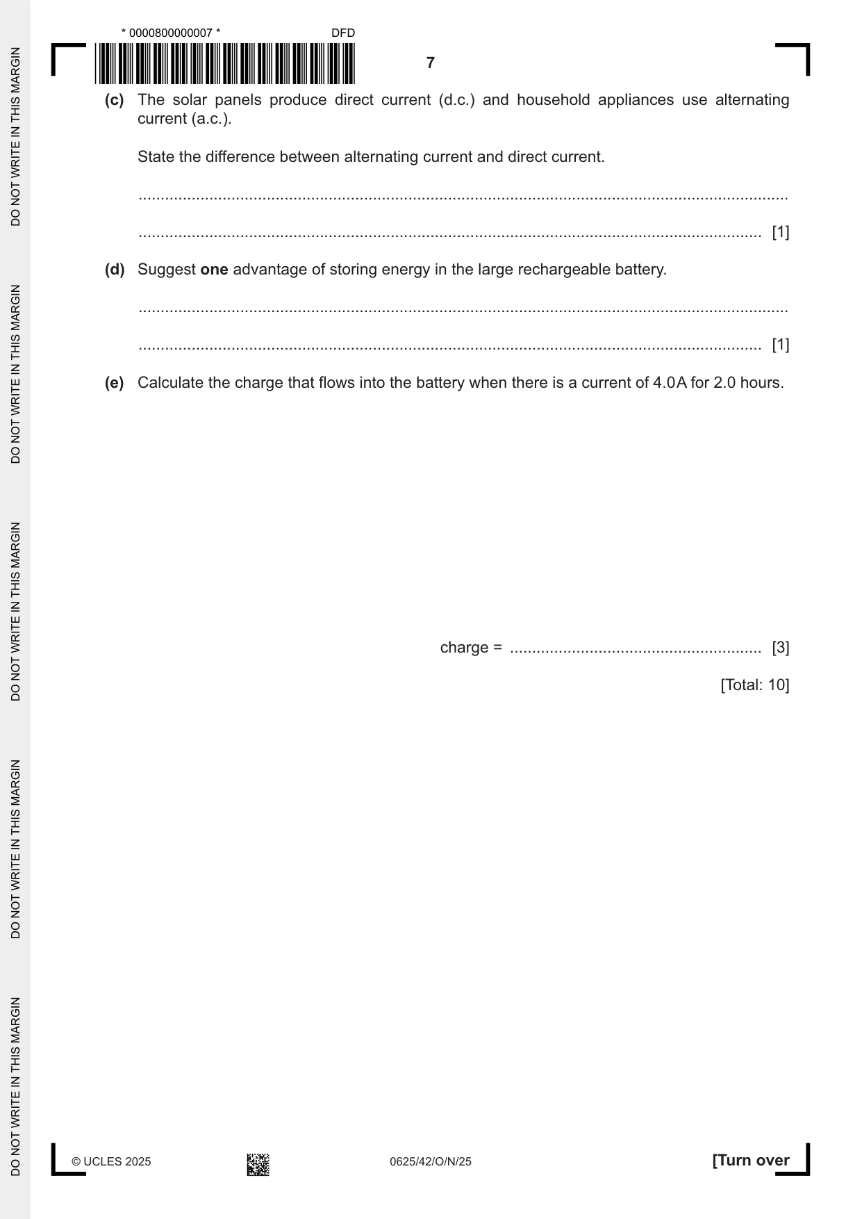 Cambridge IGCSE Physics 0625 2025 Oct/Nov Paper 4 · Variant 2 question paper, page 7 of 20