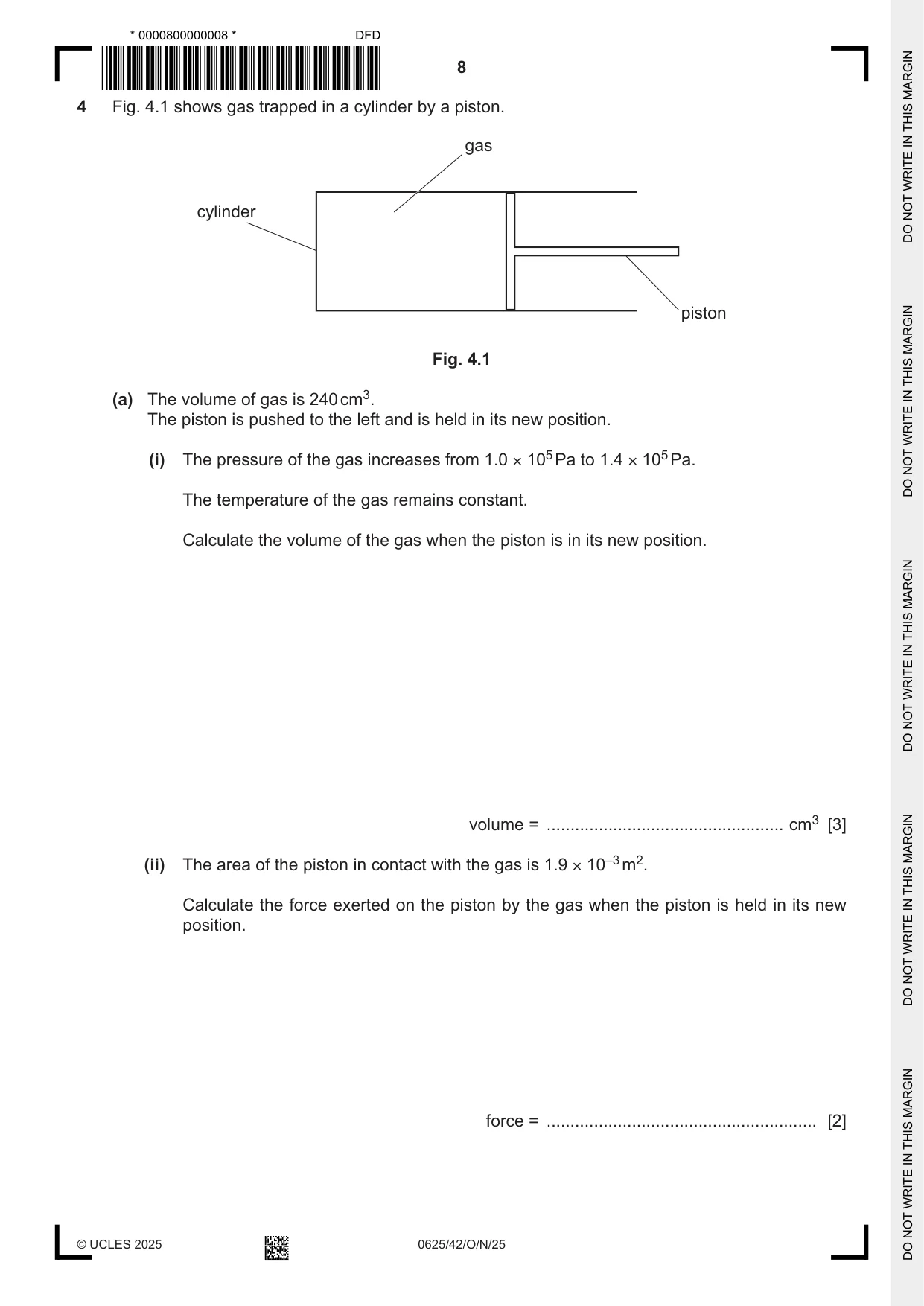 Cambridge IGCSE Physics 0625 2025 Oct/Nov Paper 4 · Variant 2 question paper, page 8 of 20