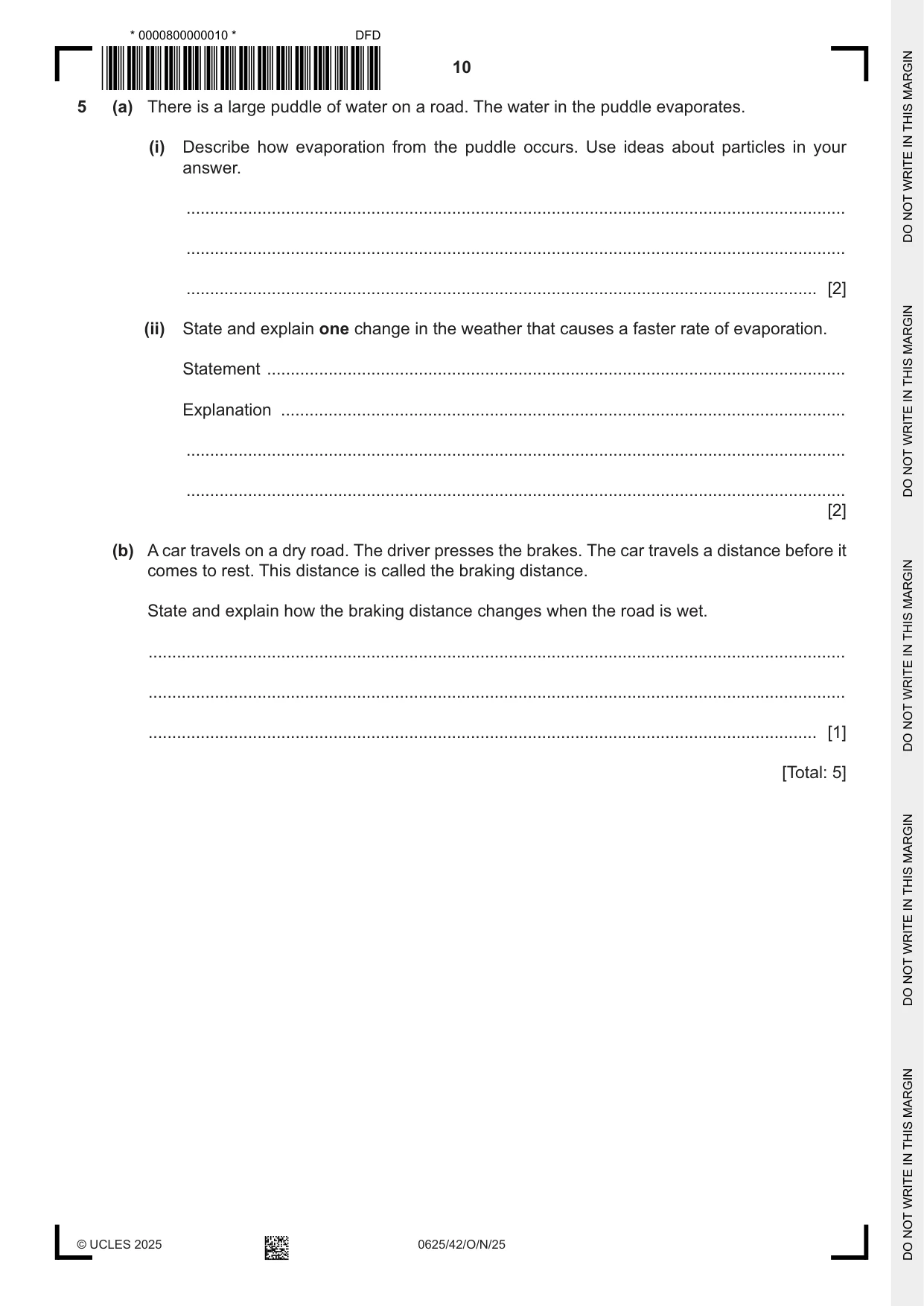 Cambridge IGCSE Physics 0625 2025 Oct/Nov Paper 4 · Variant 2 question paper, page 10 of 20
