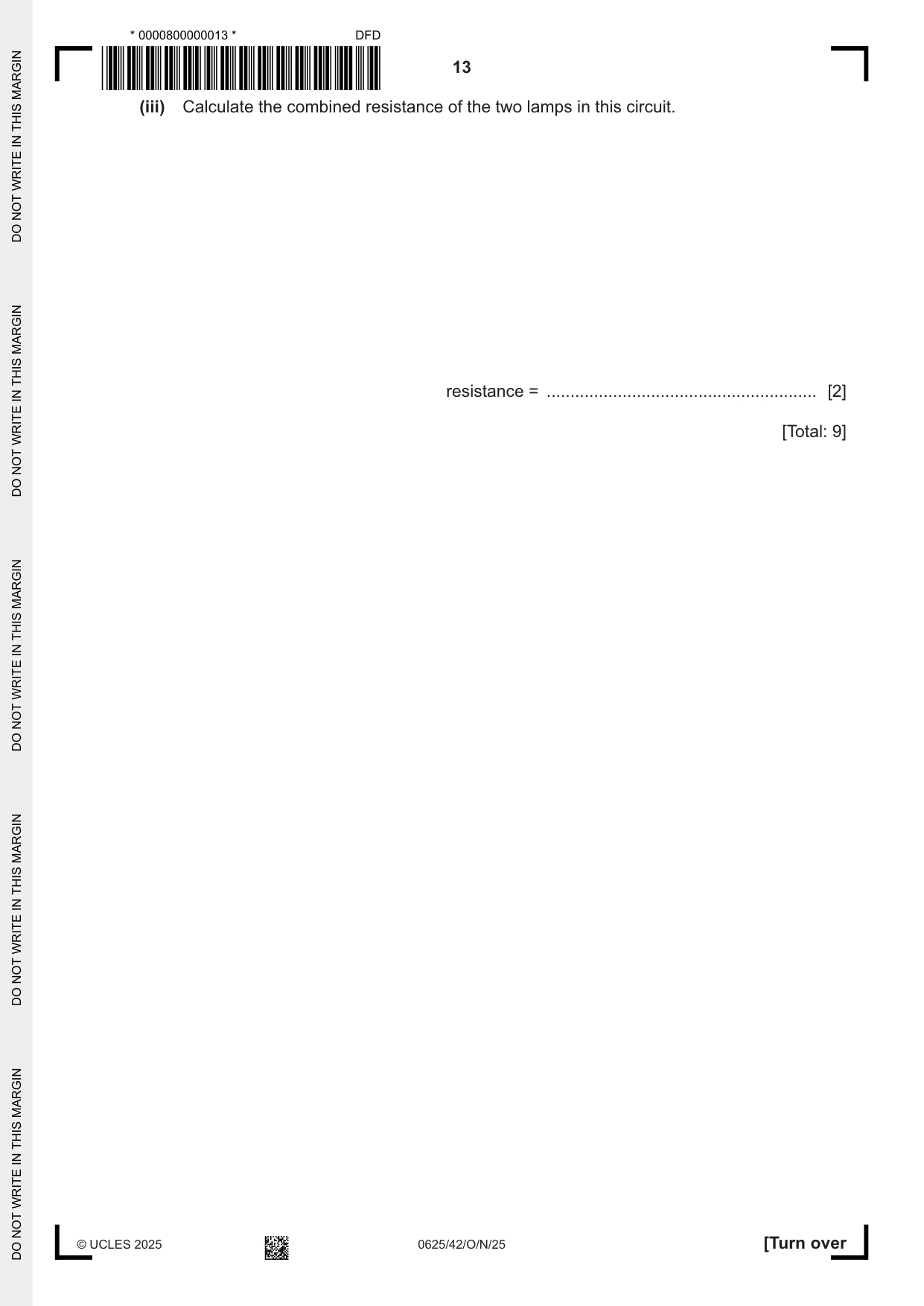Cambridge IGCSE Physics 0625 2025 Oct/Nov Paper 4 · Variant 2 question paper, page 13 of 20