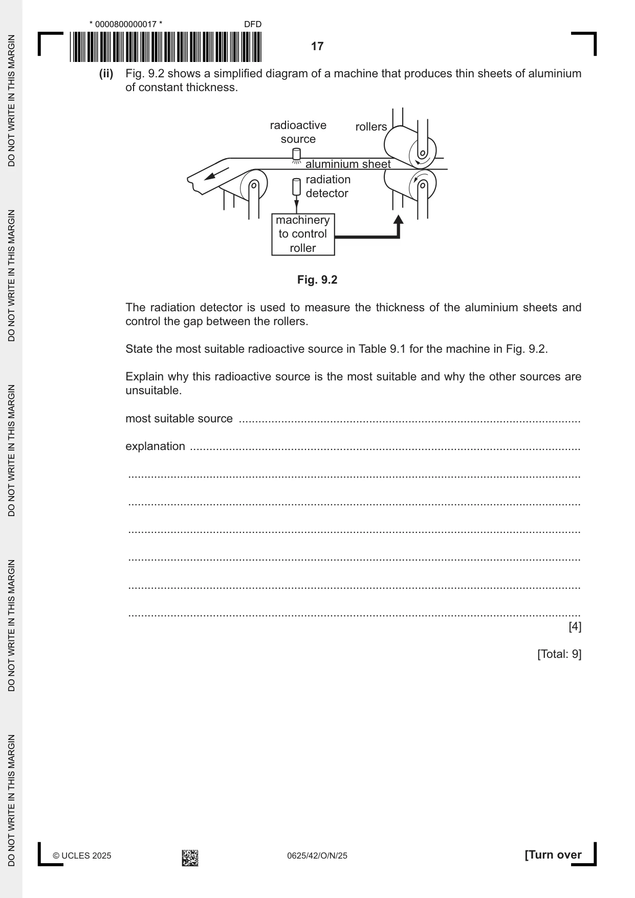 Cambridge IGCSE Physics 0625 2025 Oct/Nov Paper 4 · Variant 2 question paper, page 17 of 20