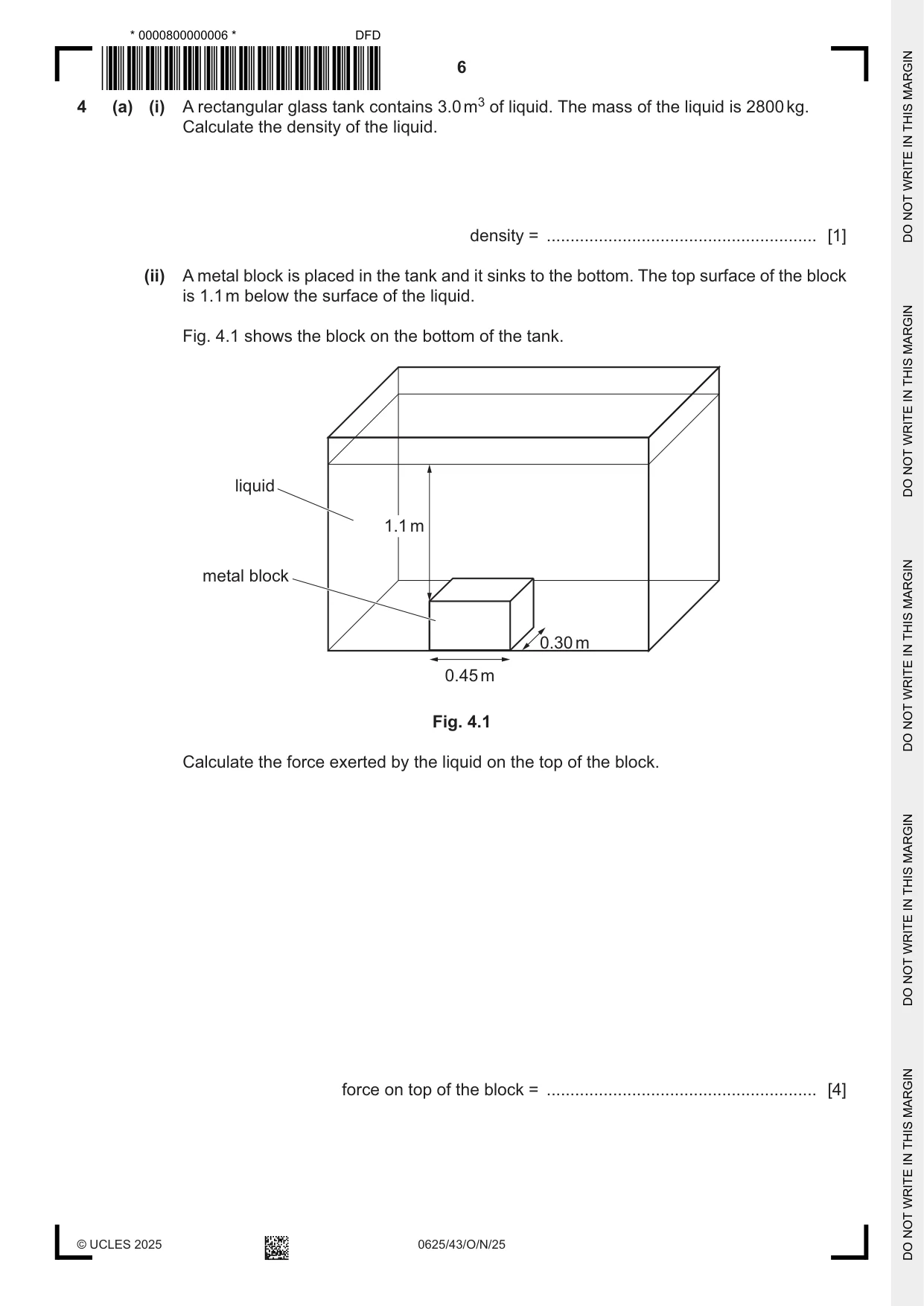 Cambridge IGCSE Physics 0625 2025 Oct/Nov Paper 4 · Variant 3 question paper, page 6 of 20