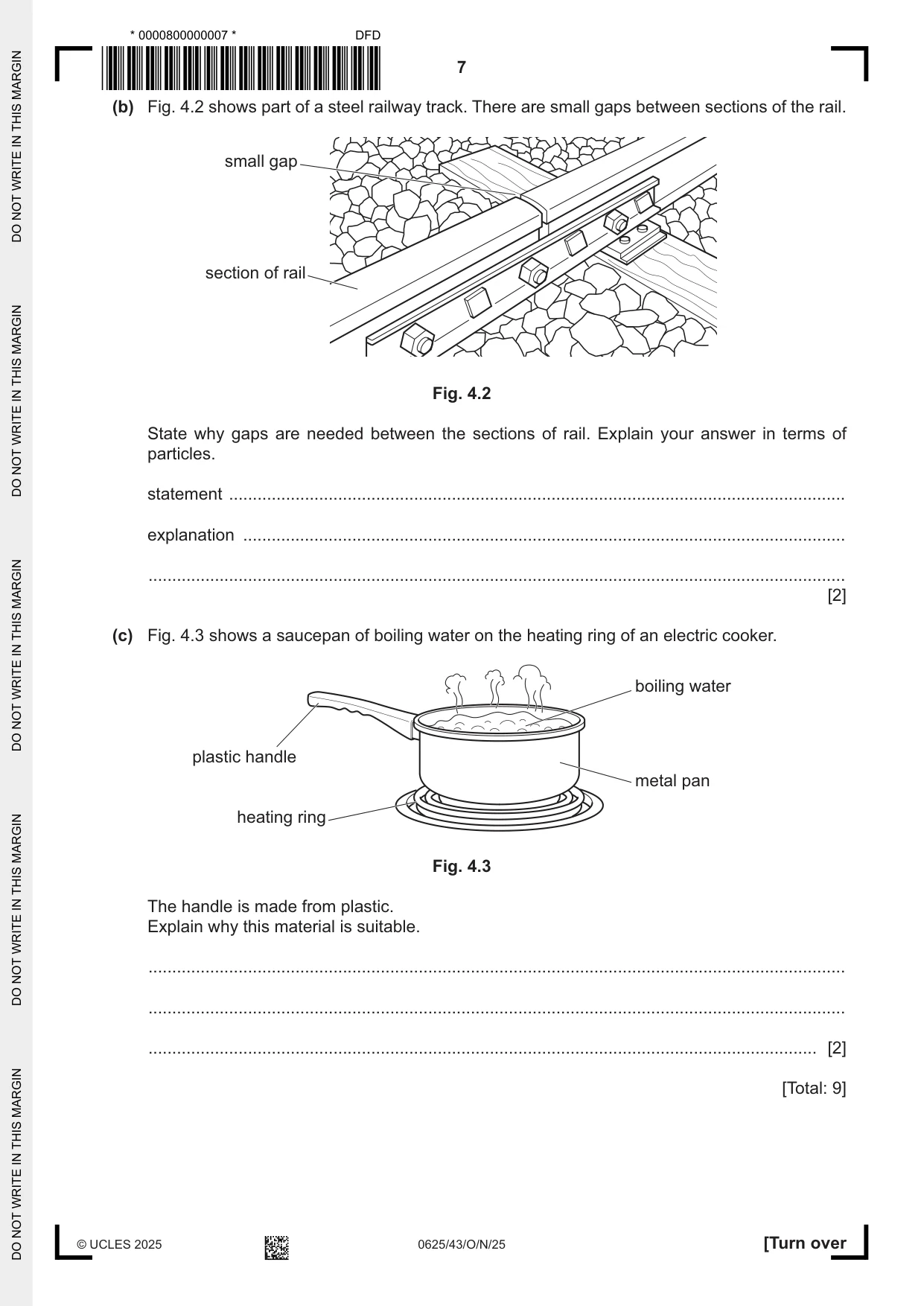 Cambridge IGCSE Physics 0625 2025 Oct/Nov Paper 4 · Variant 3 question paper, page 7 of 20