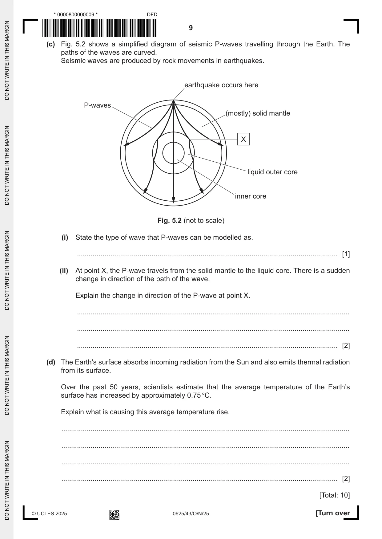 Cambridge IGCSE Physics 0625 2025 Oct/Nov Paper 4 · Variant 3 question paper, page 9 of 20
