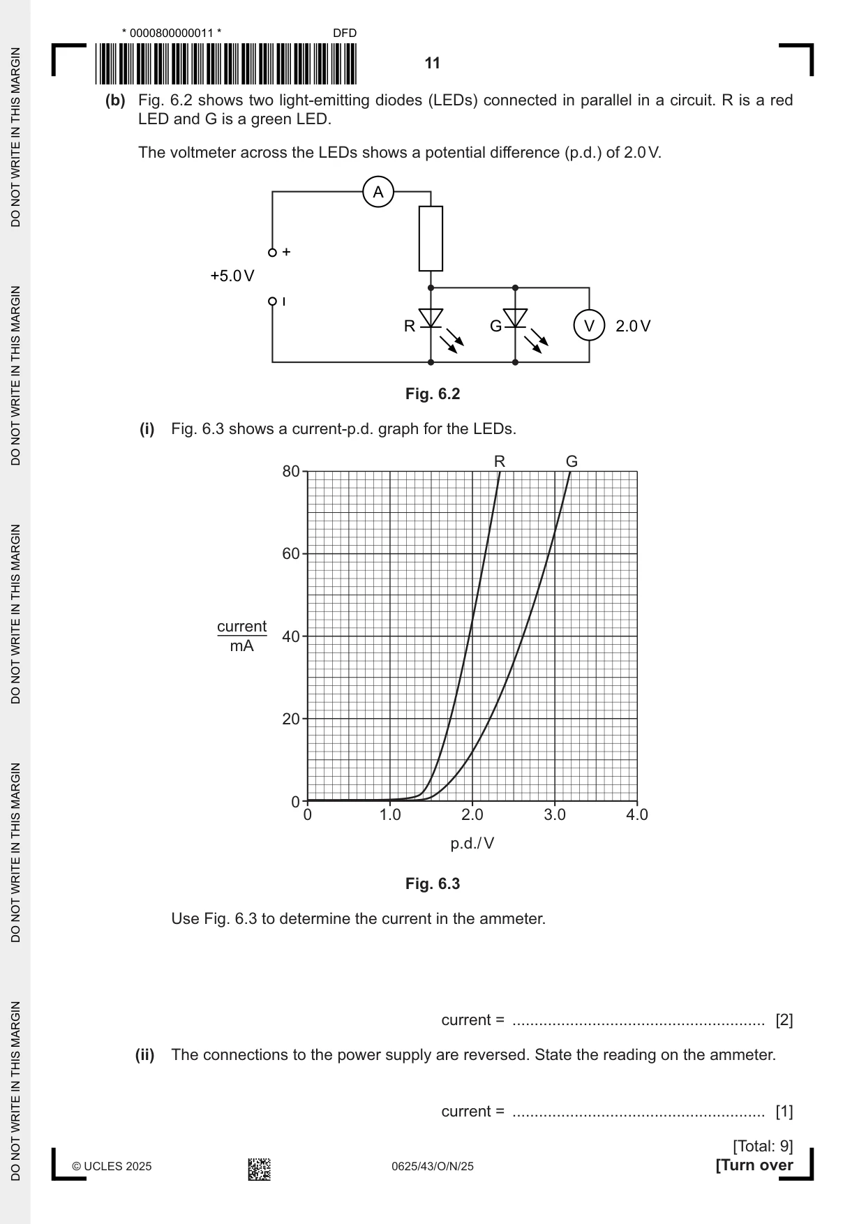 Cambridge IGCSE Physics 0625 2025 Oct/Nov Paper 4 · Variant 3 question paper, page 11 of 20