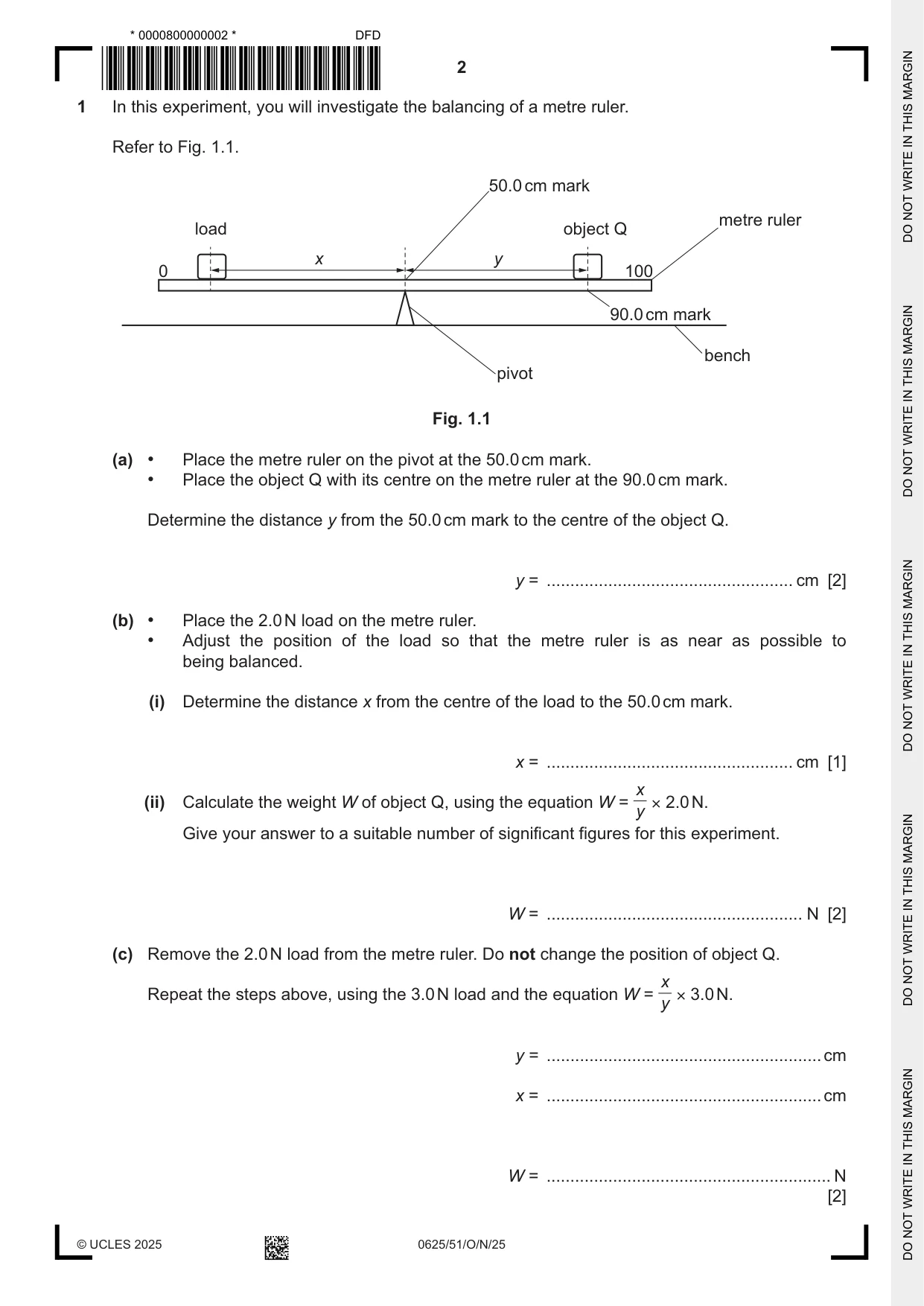 Cambridge IGCSE Physics 0625 2025 Oct/Nov Paper 5 · Variant 1 question paper, page 2 of 12