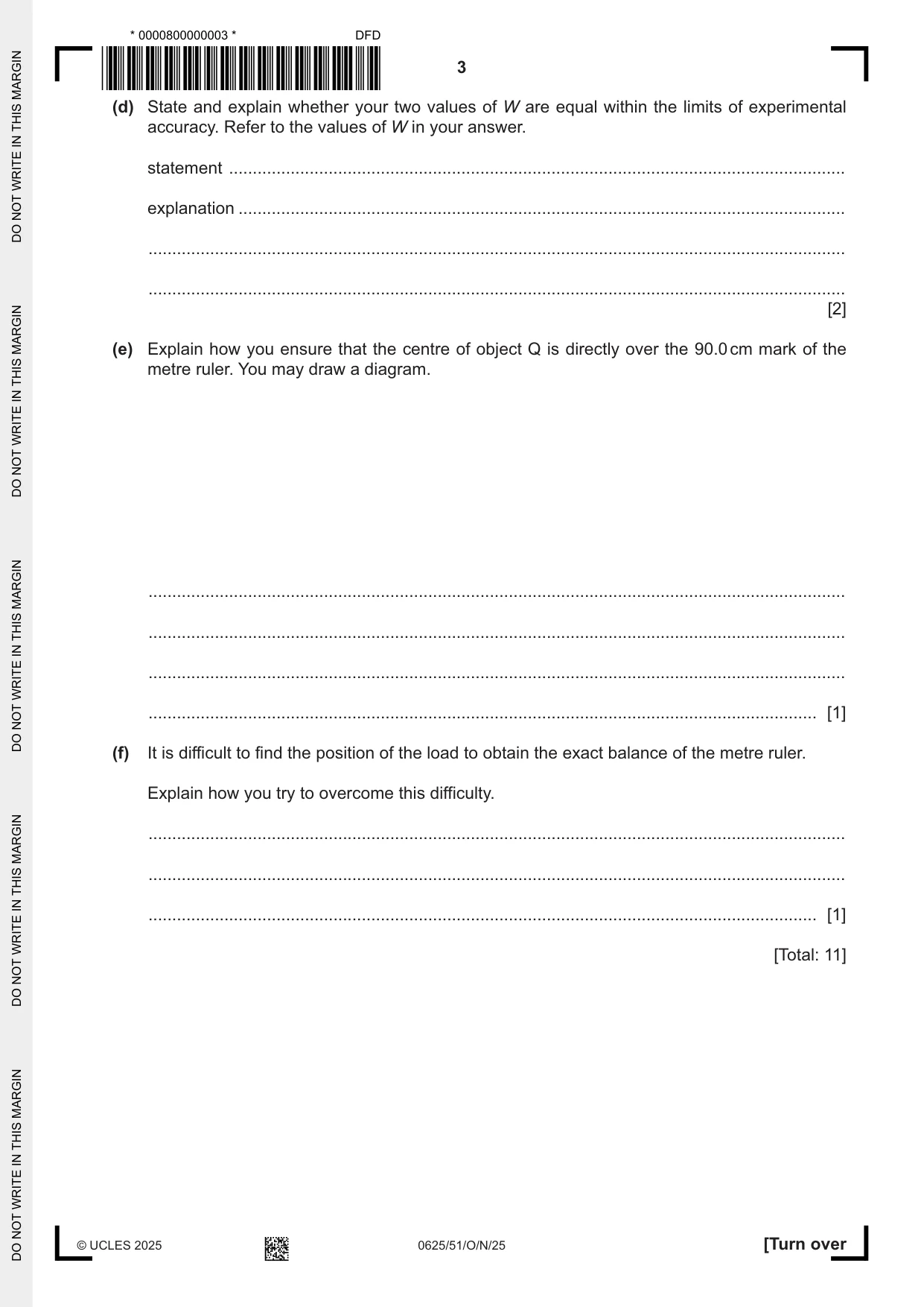 Cambridge IGCSE Physics 0625 2025 Oct/Nov Paper 5 · Variant 1 question paper, page 3 of 12