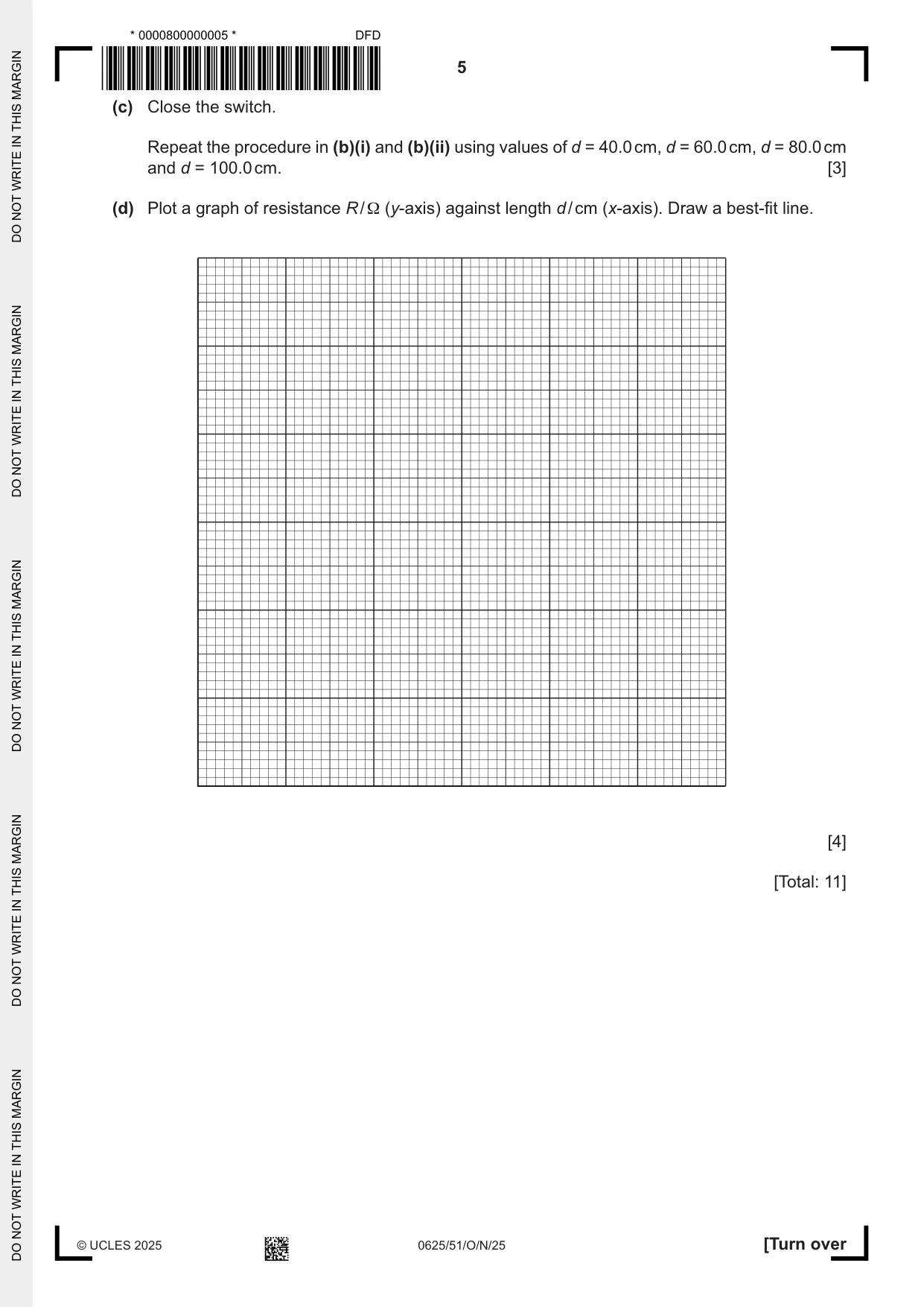 Cambridge IGCSE Physics 0625 2025 Oct/Nov Paper 5 · Variant 1 question paper, page 5 of 12