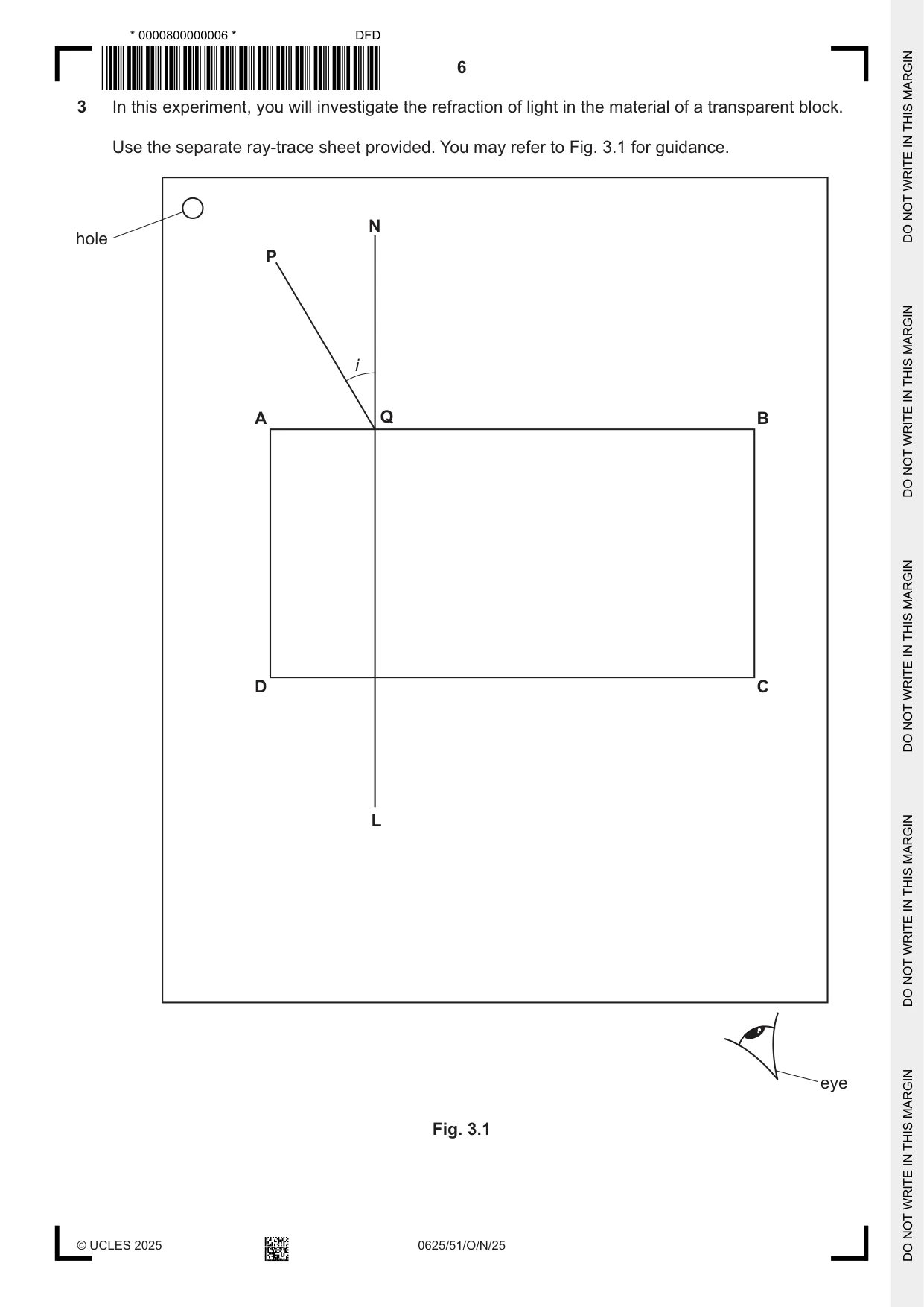 Cambridge IGCSE Physics 0625 2025 Oct/Nov Paper 5 · Variant 1 question paper, page 6 of 12