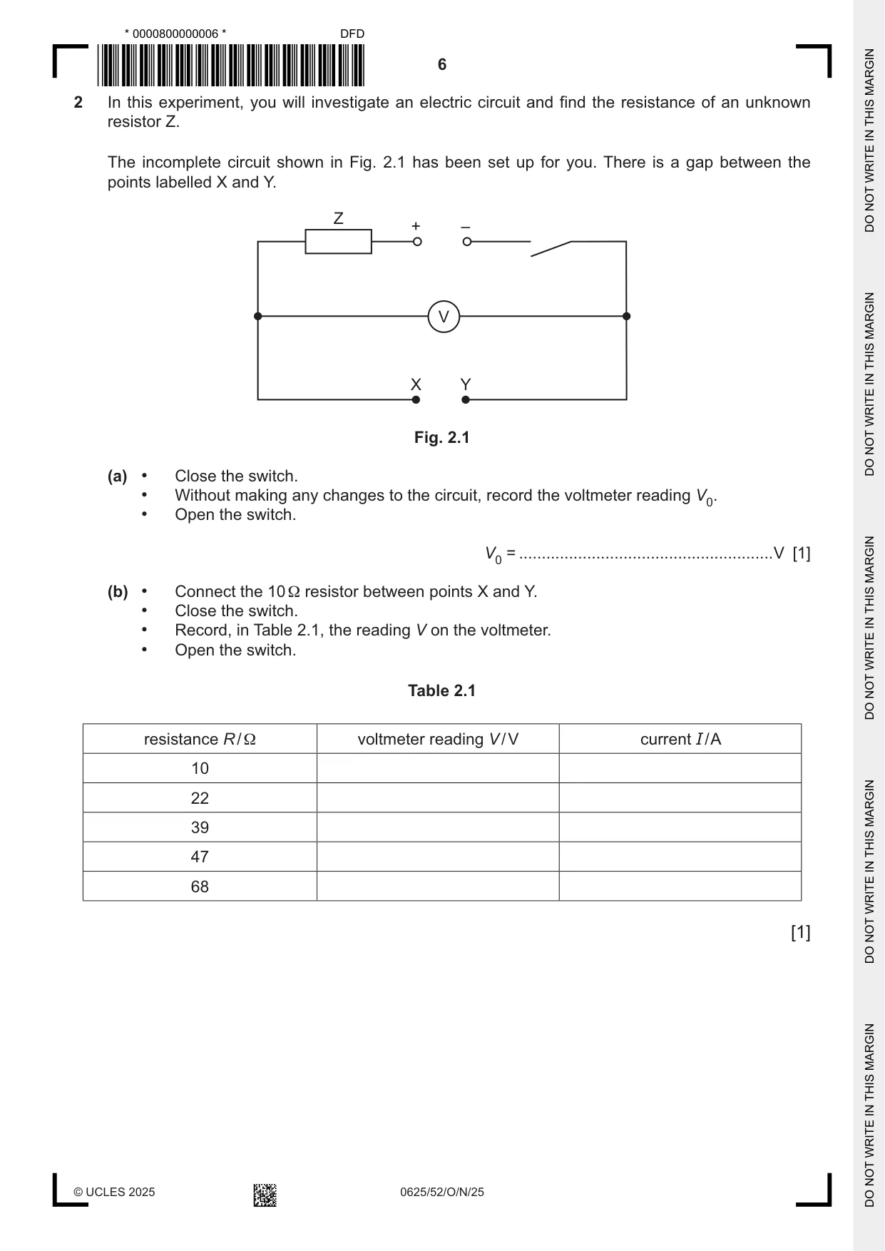 Cambridge IGCSE Physics 0625 2025 Oct/Nov Paper 5 · Variant 2 question paper, page 6 of 16