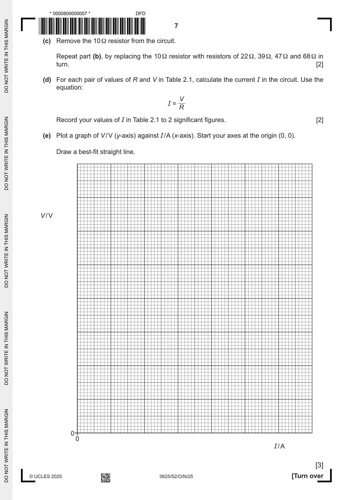 Cambridge IGCSE Physics 0625 2025 Oct/Nov Paper 5 · Variant 2 question paper, page 7 of 16