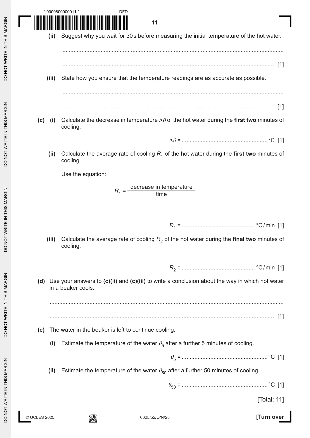 Cambridge IGCSE Physics 0625 2025 Oct/Nov Paper 5 · Variant 2 question paper, page 11 of 16