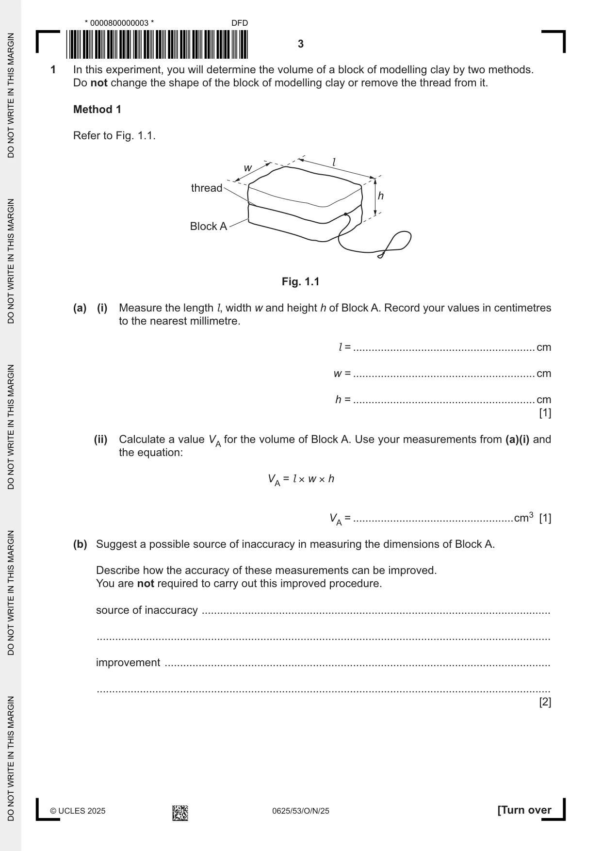 Cambridge IGCSE Physics 0625 2025 Oct/Nov Paper 5 · Variant 3 question paper, page 3 of 16
