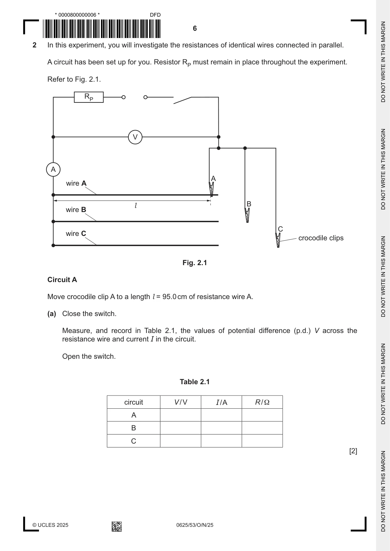 Cambridge IGCSE Physics 0625 2025 Oct/Nov Paper 5 · Variant 3 question paper, page 6 of 16