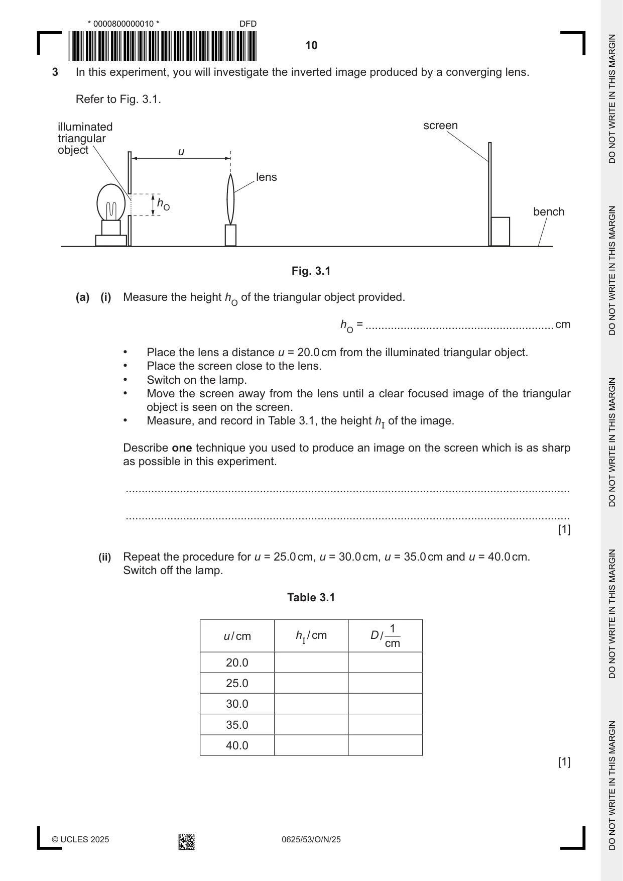 Cambridge IGCSE Physics 0625 2025 Oct/Nov Paper 5 · Variant 3 question paper, page 10 of 16