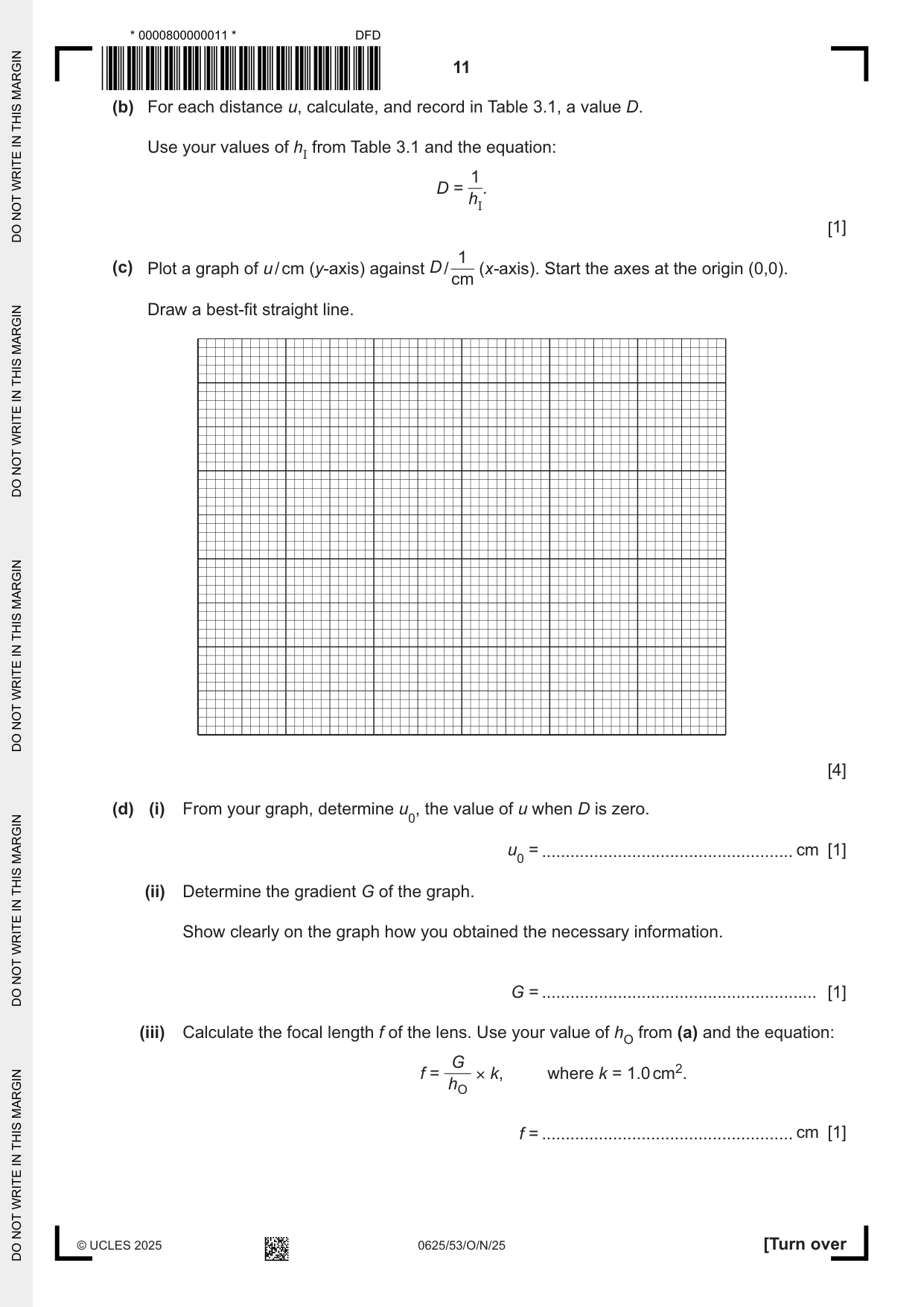 Cambridge IGCSE Physics 0625 2025 Oct/Nov Paper 5 · Variant 3 question paper, page 11 of 16
