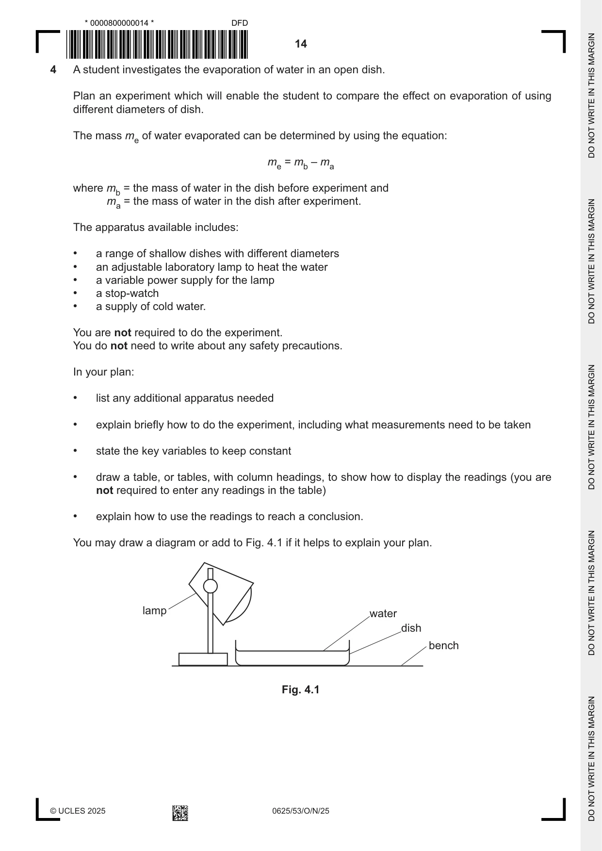 Cambridge IGCSE Physics 0625 2025 Oct/Nov Paper 5 · Variant 3 question paper, page 14 of 16