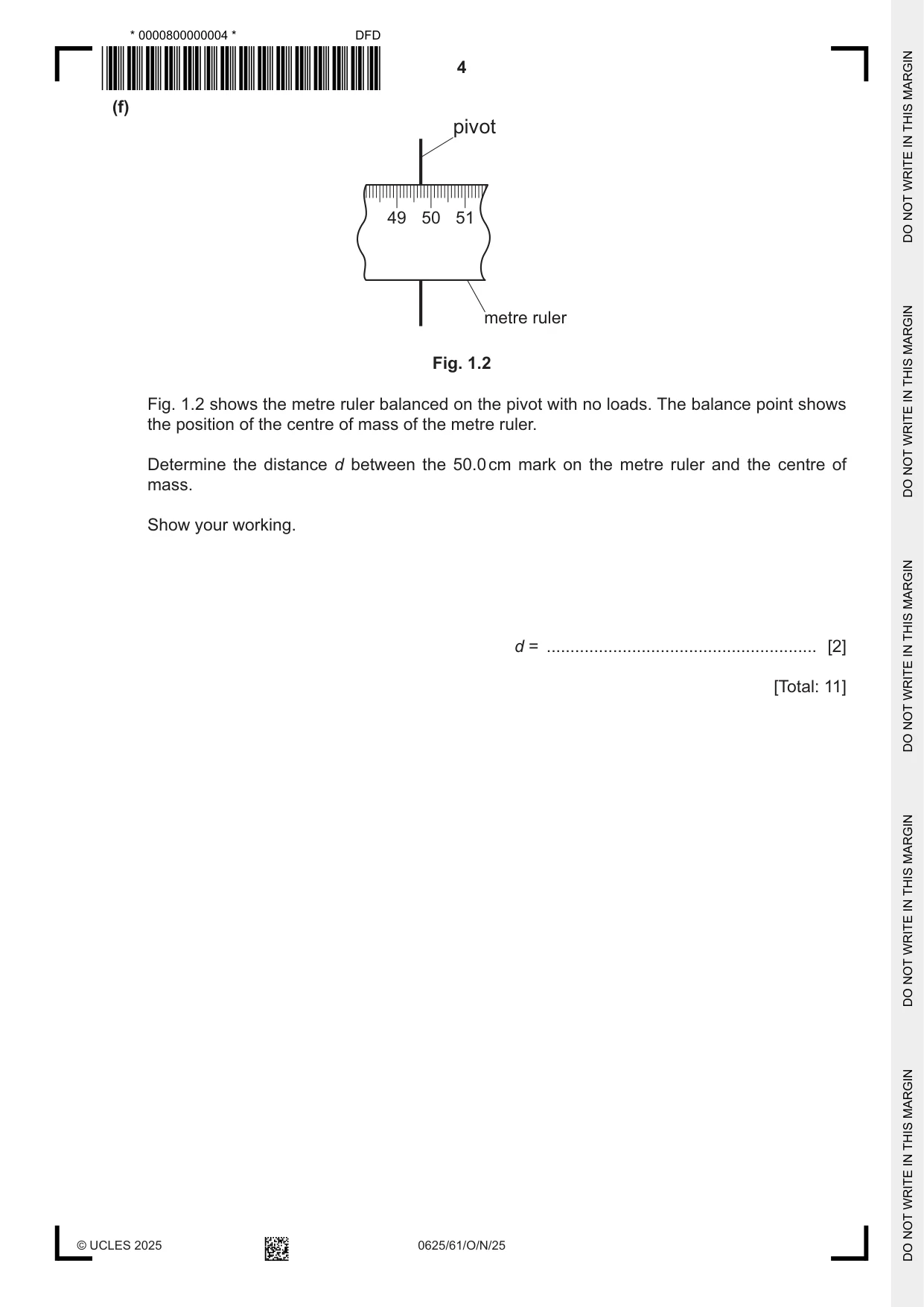 Cambridge IGCSE Physics 0625 2025 Oct/Nov Paper 6 · Variant 1 question paper, page 4 of 12