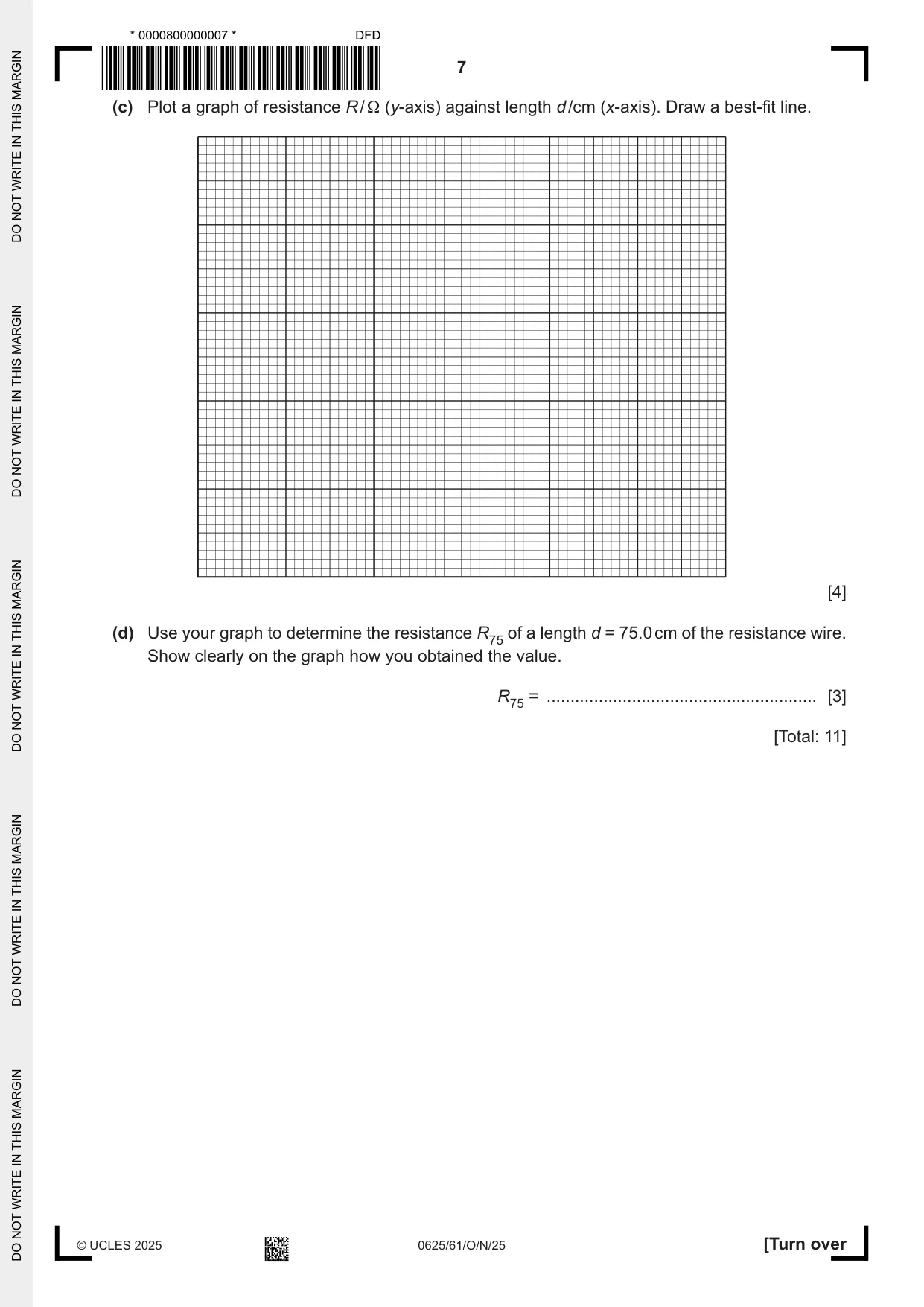 Cambridge IGCSE Physics 0625 2025 Oct/Nov Paper 6 · Variant 1 question paper, page 7 of 12