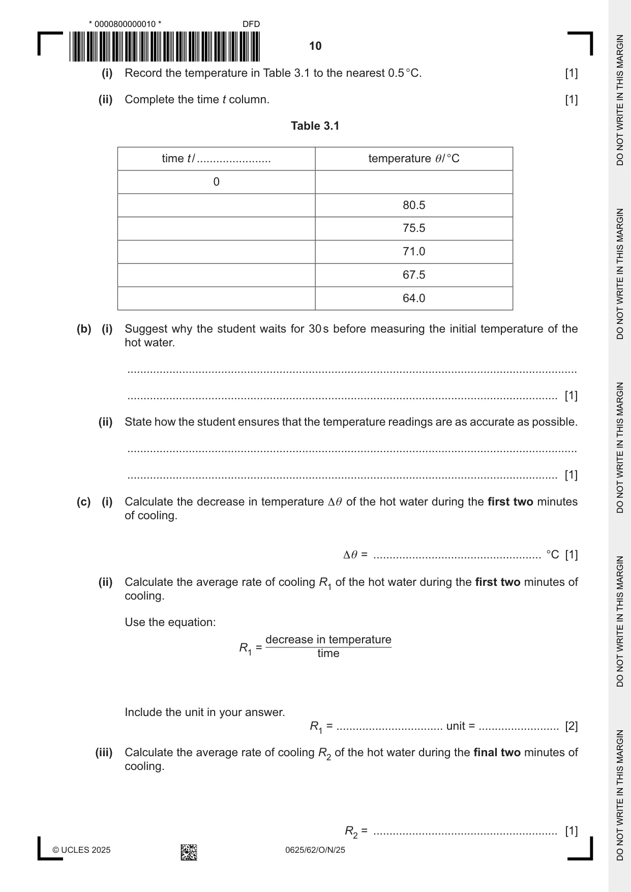 Cambridge IGCSE Physics 0625 2025 Oct/Nov Paper 6 · Variant 2 question paper, page 10 of 16