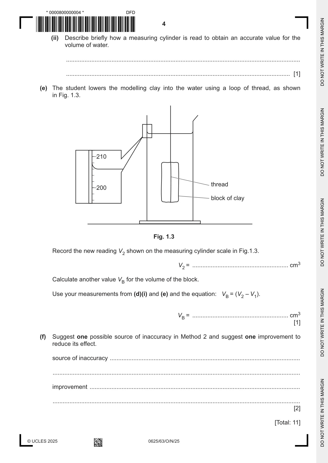 Cambridge IGCSE Physics 0625 2025 Oct/Nov Paper 6 · Variant 3 question paper, page 4 of 16