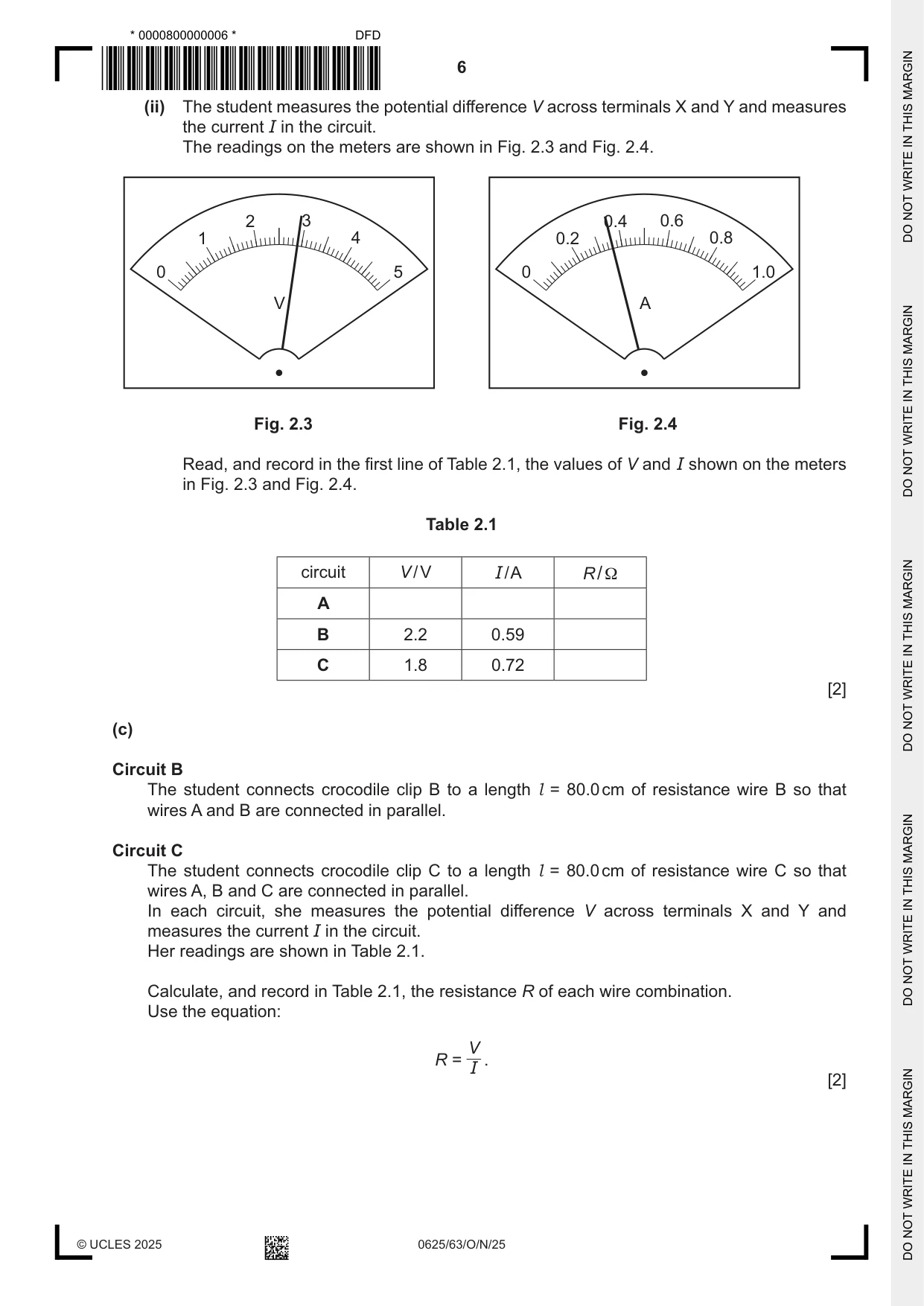 Cambridge IGCSE Physics 0625 2025 Oct/Nov Paper 6 · Variant 3 question paper, page 6 of 16