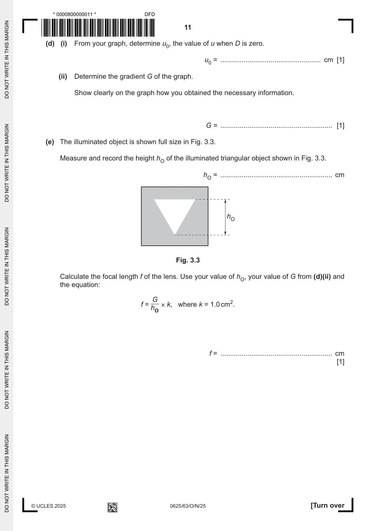 Cambridge IGCSE Physics 0625 2025 Oct/Nov Paper 6 · Variant 3 question paper, page 11 of 16