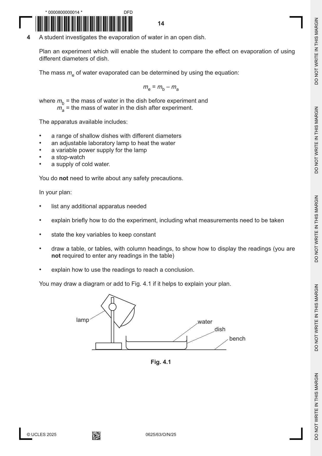 Cambridge IGCSE Physics 0625 2025 Oct/Nov Paper 6 · Variant 3 question paper, page 14 of 16