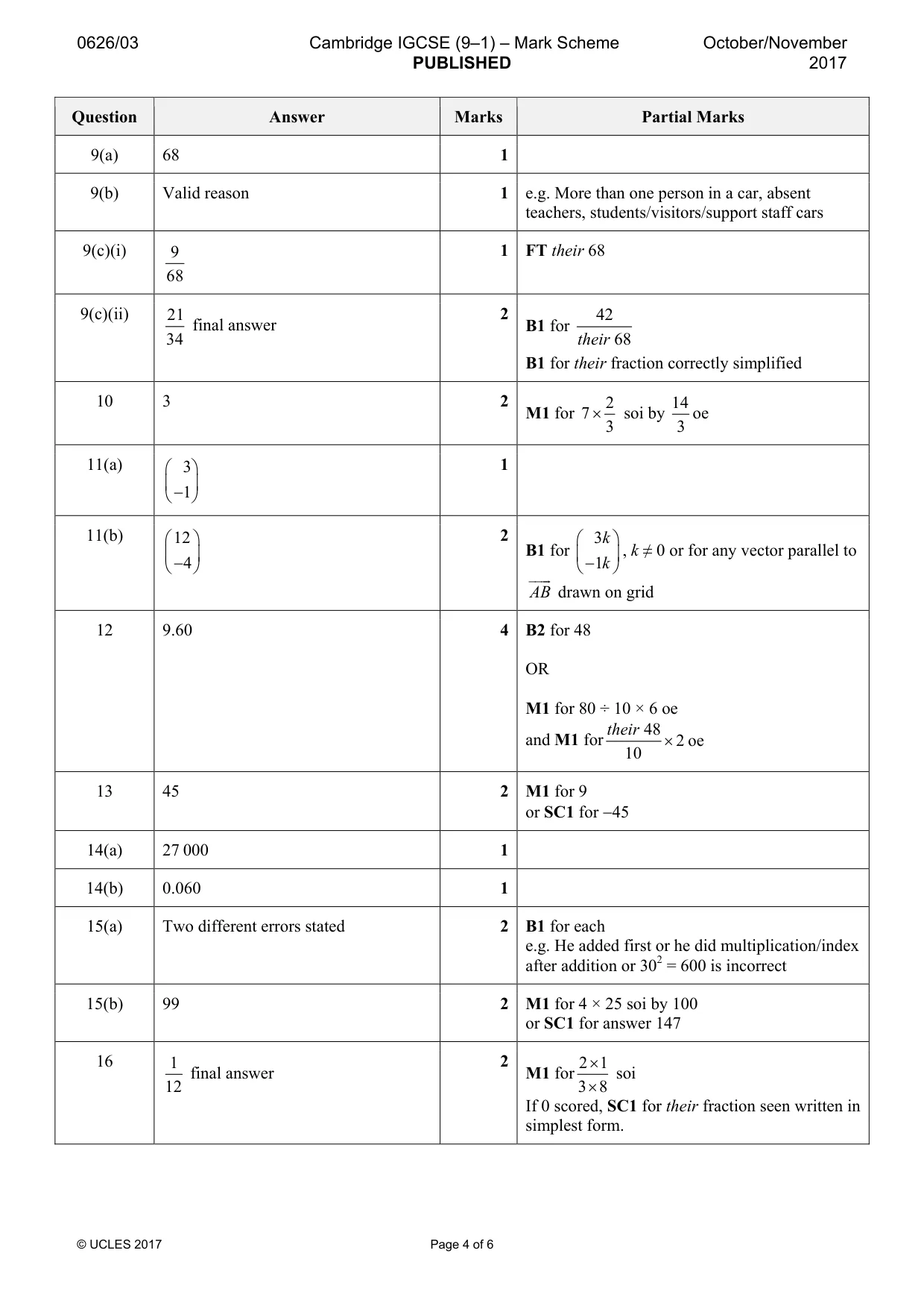 Mark scheme, page 4 of 6