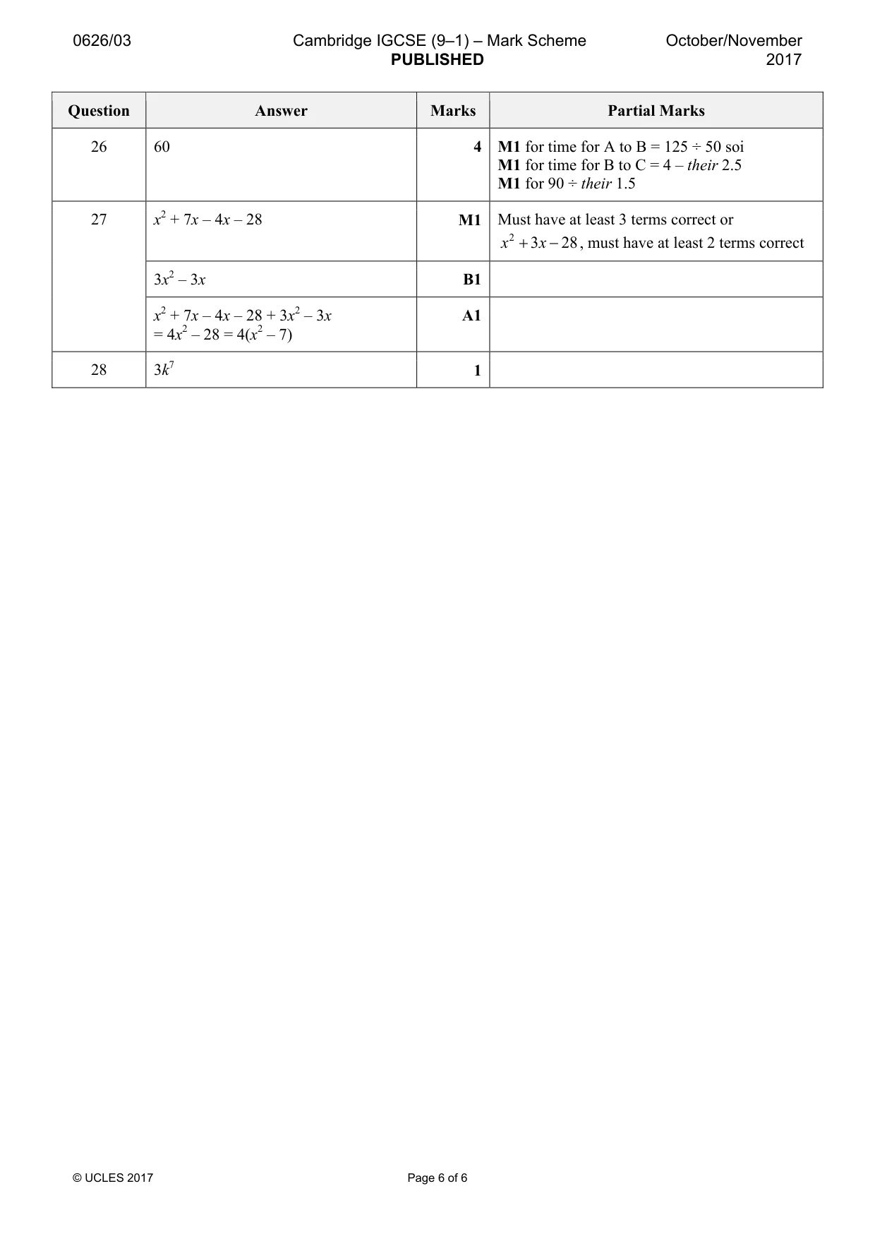 Mark scheme, page 6 of 6