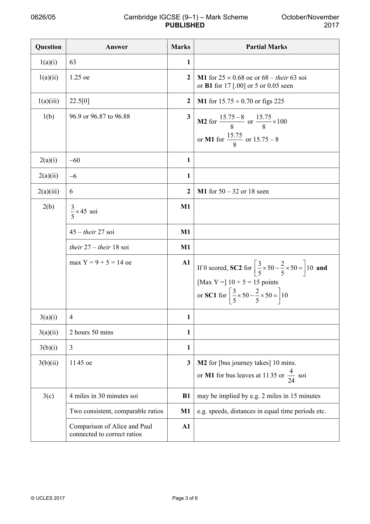 Mark scheme, page 3 of 6