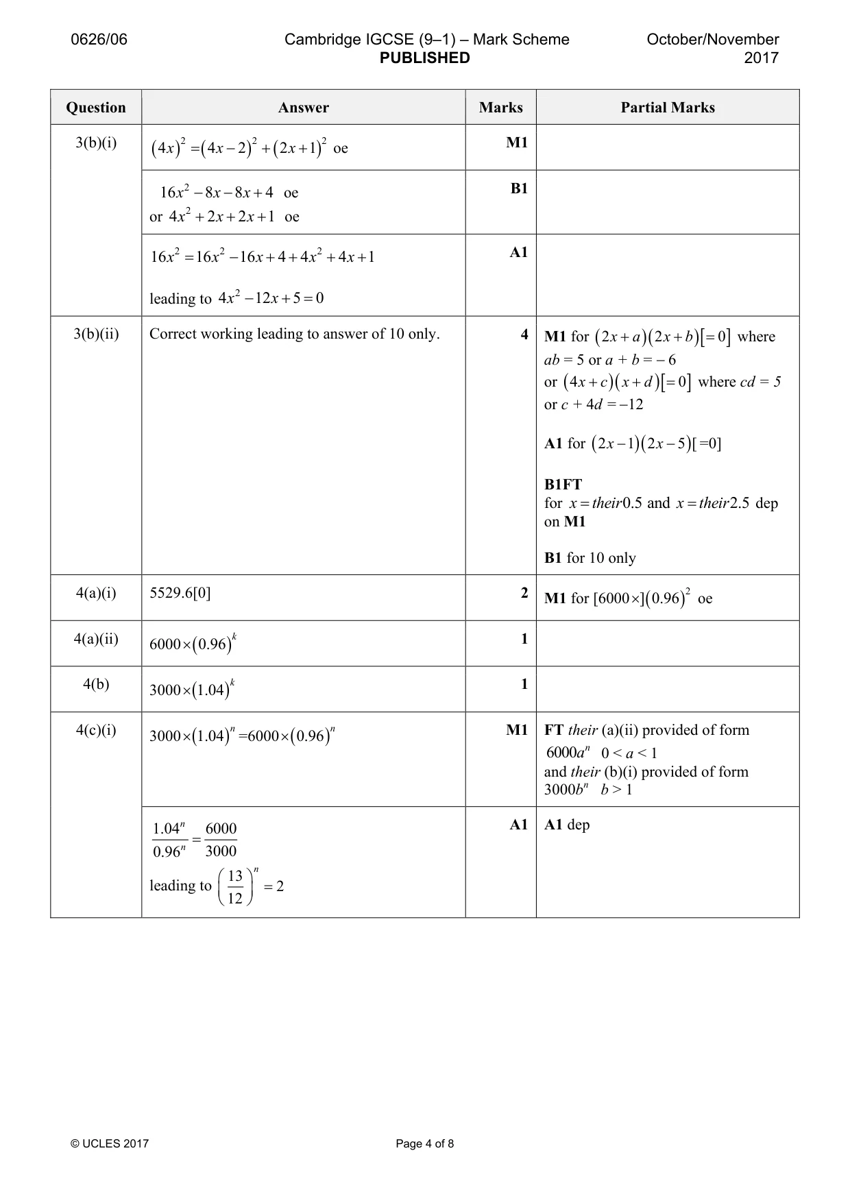 Mark scheme, page 4 of 8