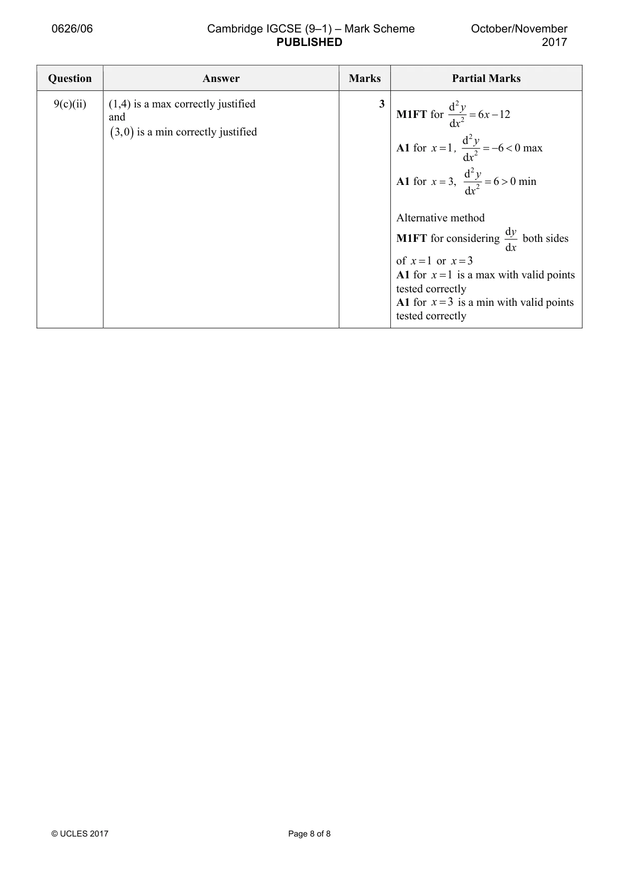 Mark scheme, page 8 of 8