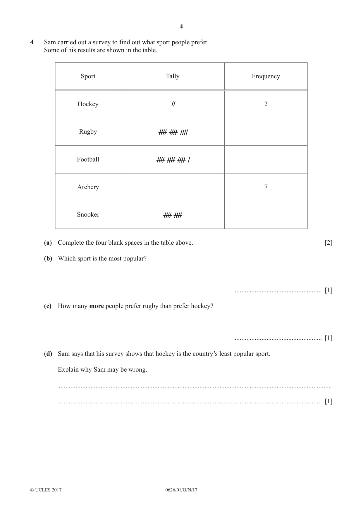 Cambridge IGCSE Mathematics (9-1) (UK only) 0626 2017 Oct/Nov Paper 1 · Variant 1 question paper, page 4 of 12
