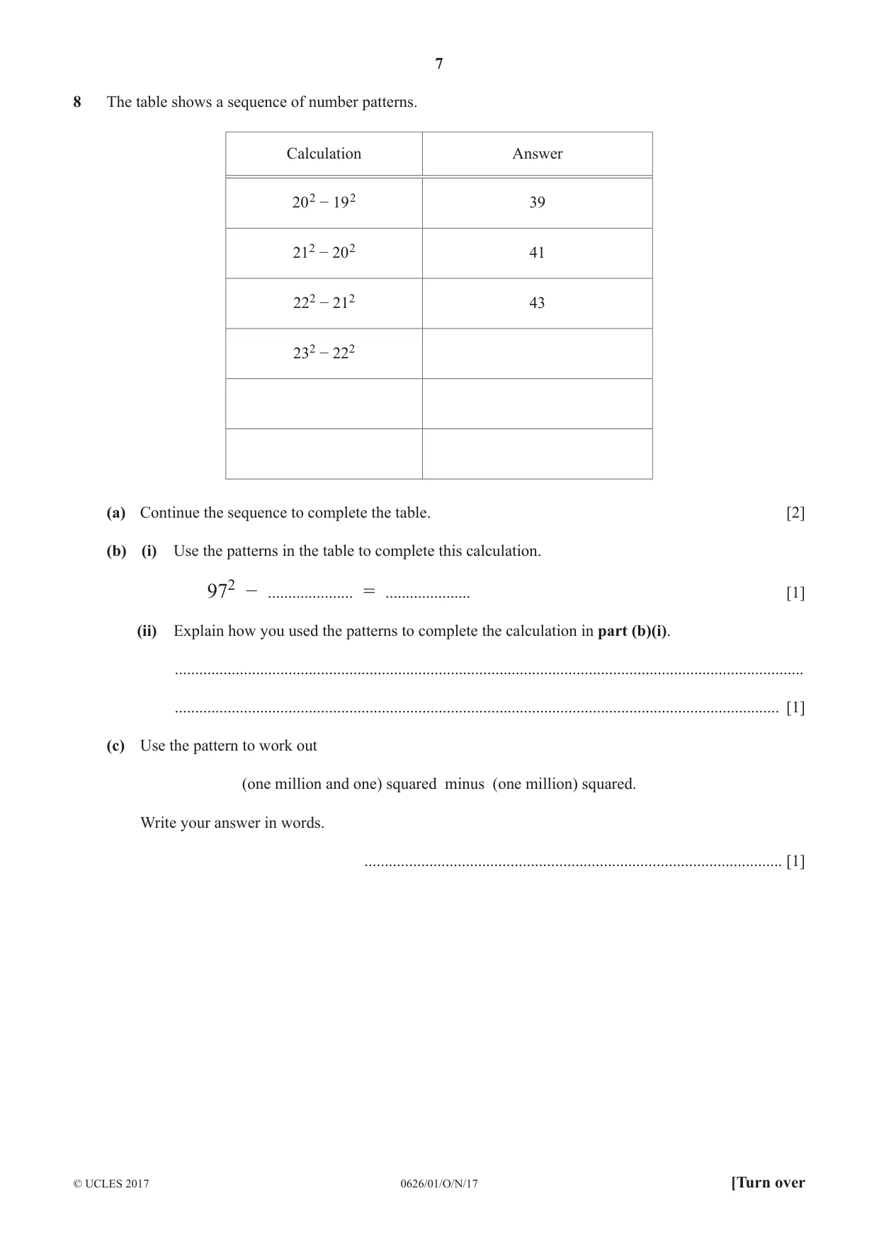Cambridge IGCSE Mathematics (9-1) (UK only) 0626 2017 Oct/Nov Paper 1 · Variant 1 question paper, page 7 of 12