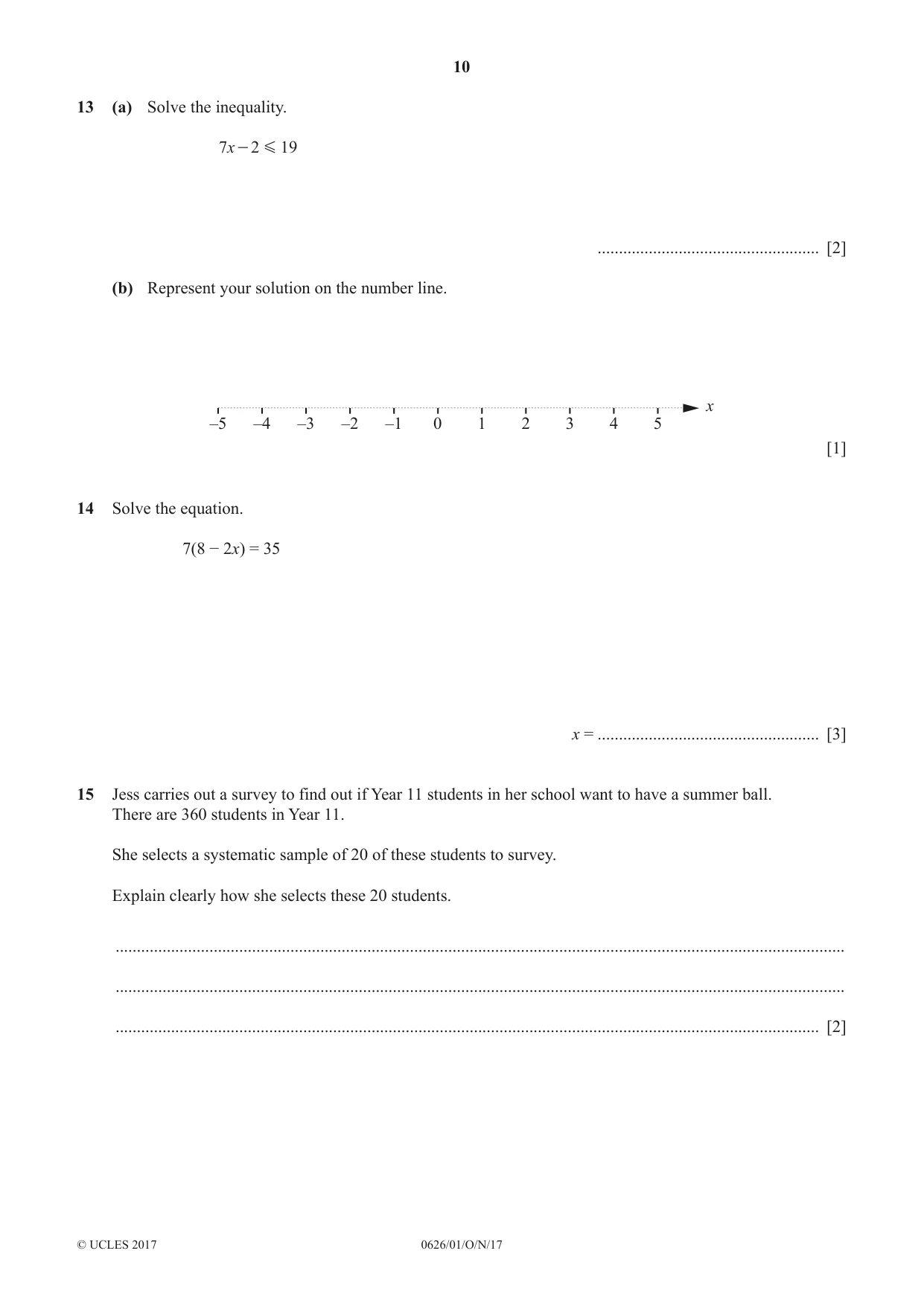 Cambridge IGCSE Mathematics (9-1) (UK only) 0626 2017 Oct/Nov Paper 1 · Variant 1 question paper, page 10 of 12