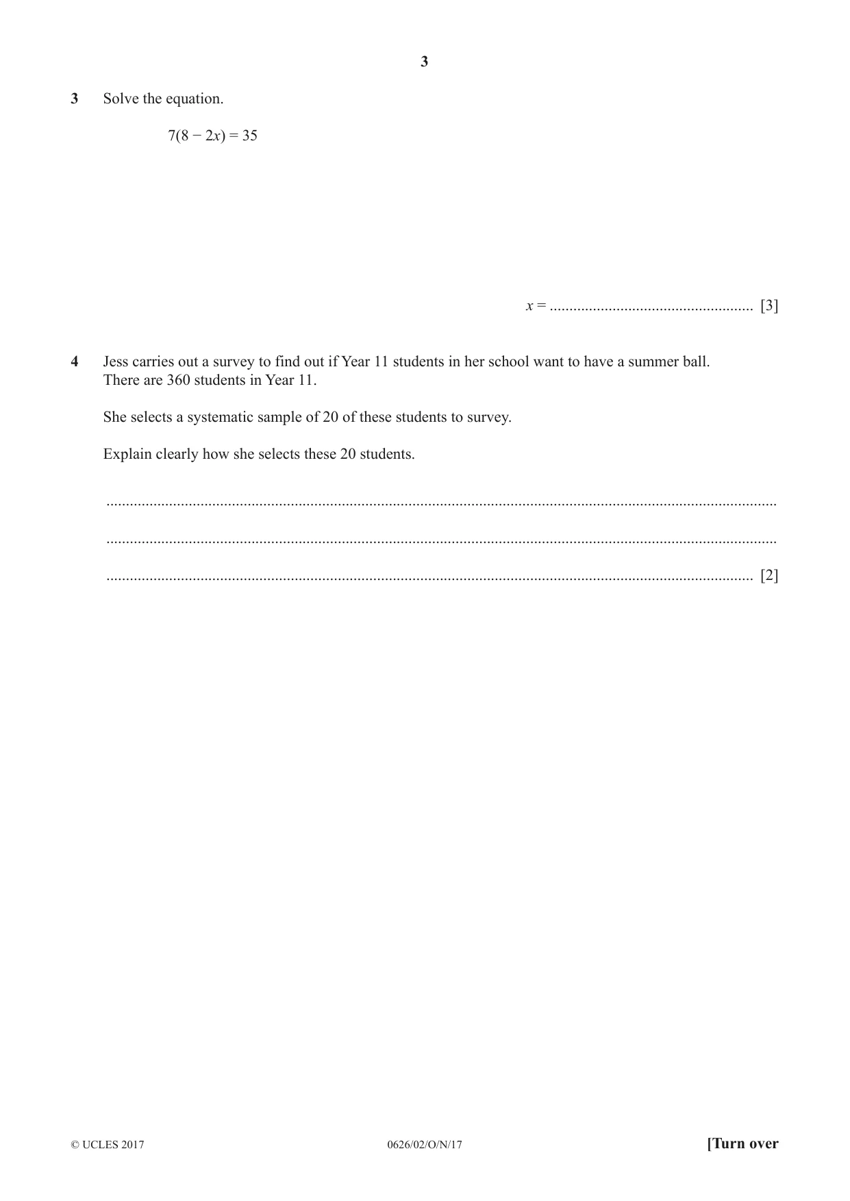Cambridge IGCSE Mathematics (9-1) (UK only) 0626 2017 Oct/Nov Paper 2 · Variant 1 question paper, page 3 of 16