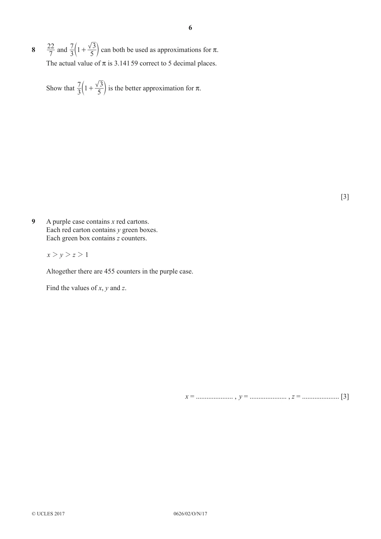 Cambridge IGCSE Mathematics (9-1) (UK only) 0626 2017 Oct/Nov Paper 2 · Variant 1 question paper, page 6 of 16