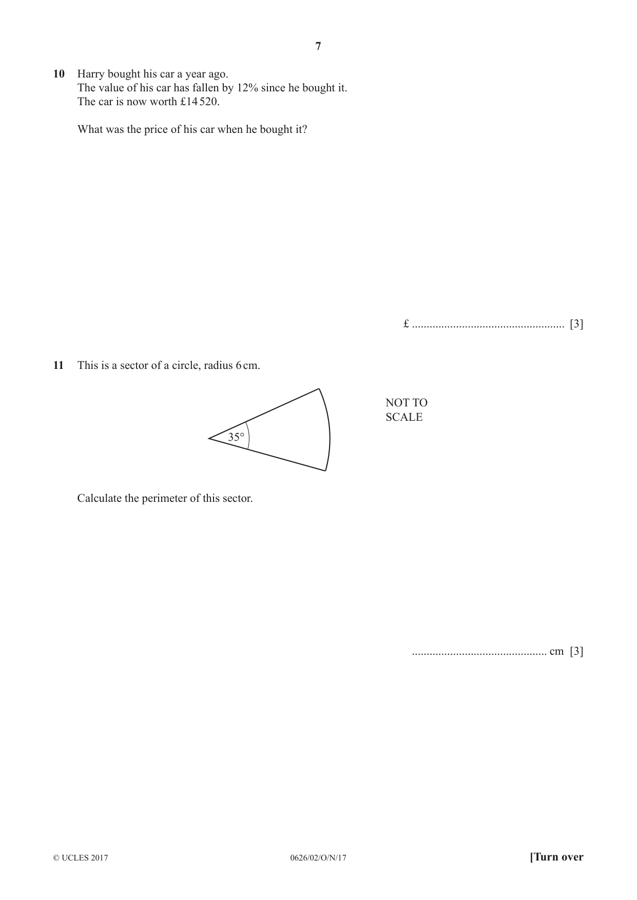 Cambridge IGCSE Mathematics (9-1) (UK only) 0626 2017 Oct/Nov Paper 2 · Variant 1 question paper, page 7 of 16