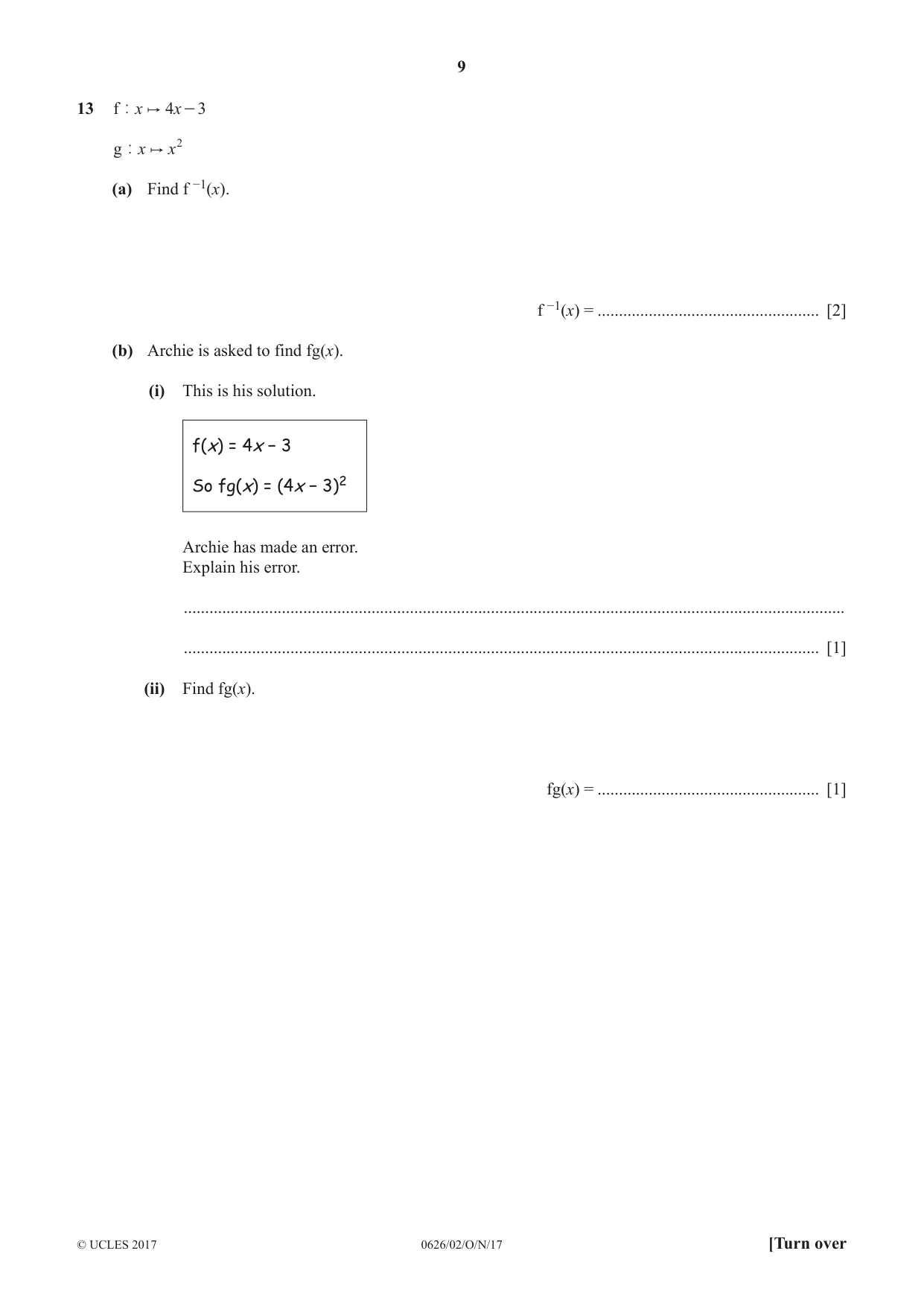 Cambridge IGCSE Mathematics (9-1) (UK only) 0626 2017 Oct/Nov Paper 2 · Variant 1 question paper, page 9 of 16