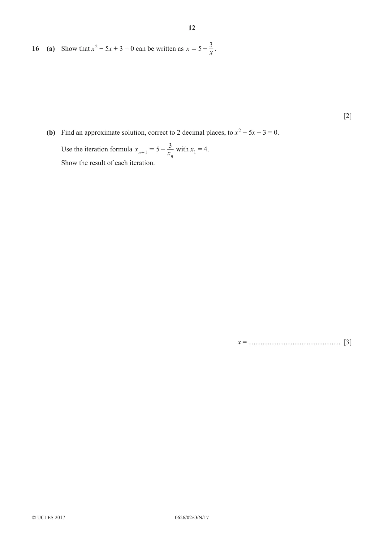 Cambridge IGCSE Mathematics (9-1) (UK only) 0626 2017 Oct/Nov Paper 2 · Variant 1 question paper, page 12 of 16