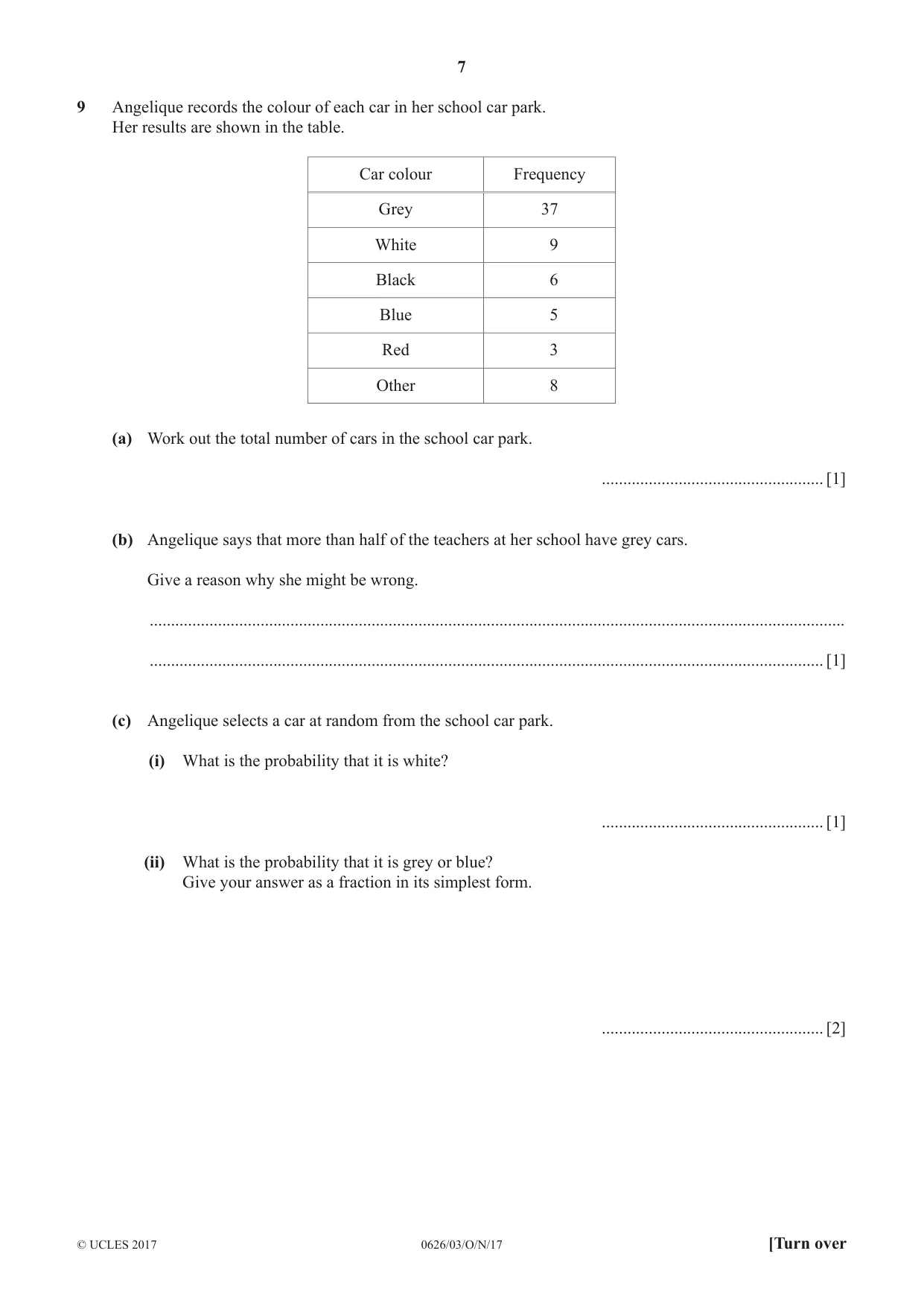 Cambridge IGCSE Mathematics (9-1) (UK only) 0626 2017 Oct/Nov Paper 3 · Variant 1 question paper, page 7 of 16