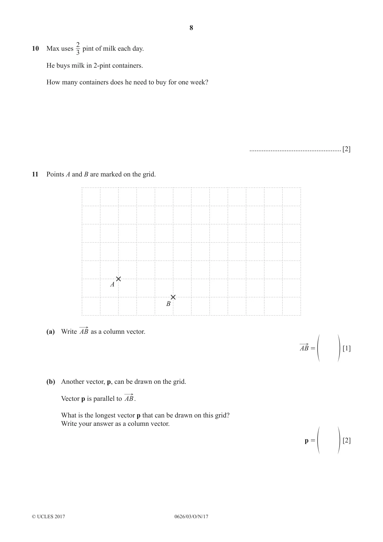 Cambridge IGCSE Mathematics (9-1) (UK only) 0626 2017 Oct/Nov Paper 3 · Variant 1 question paper, page 8 of 16