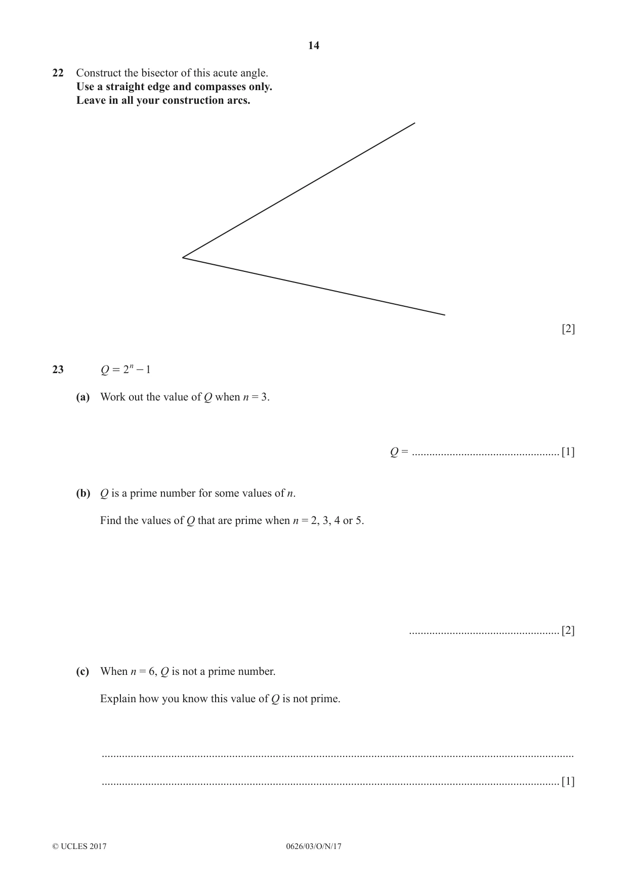Cambridge IGCSE Mathematics (9-1) (UK only) 0626 2017 Oct/Nov Paper 3 · Variant 1 question paper, page 14 of 16