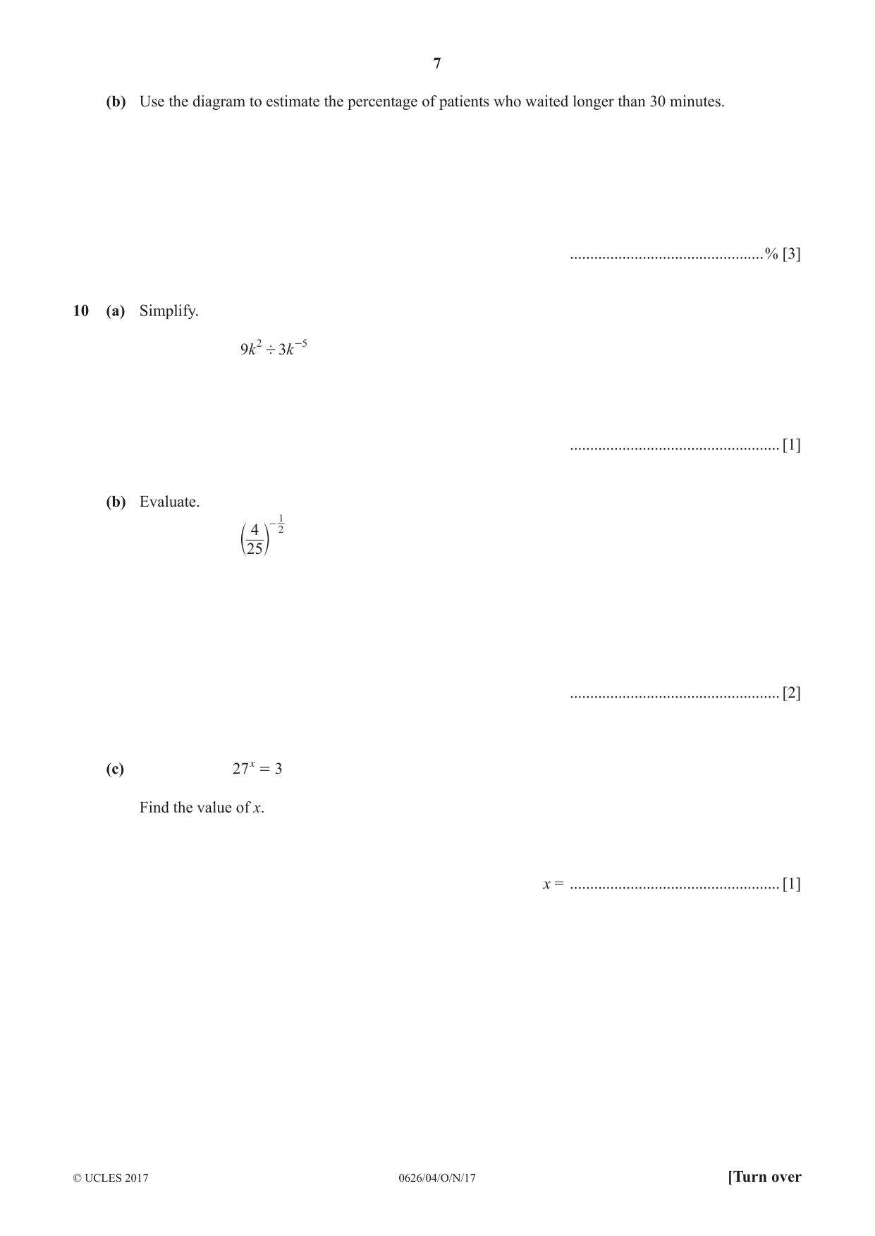 Cambridge IGCSE Mathematics (9-1) (UK only) 0626 2017 Oct/Nov Paper 4 · Variant 1 question paper, page 7 of 16