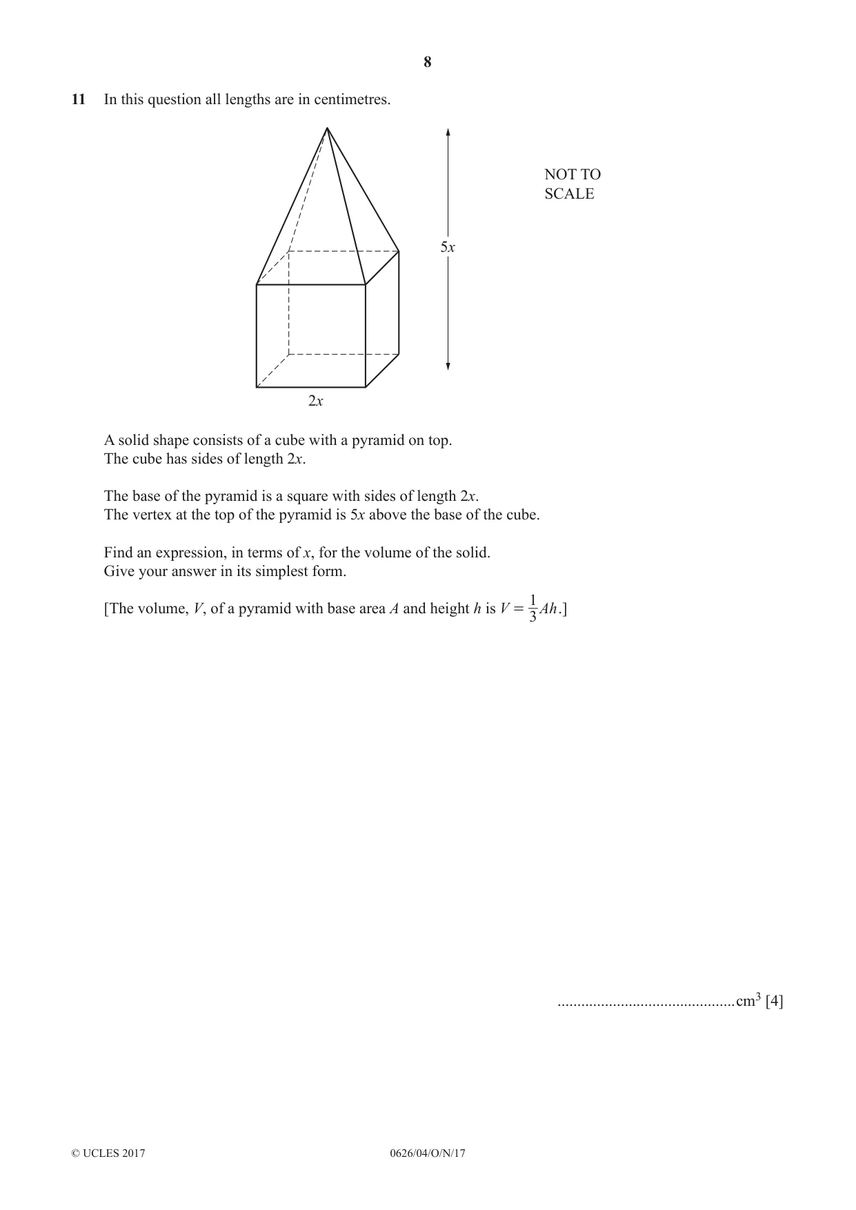 Cambridge IGCSE Mathematics (9-1) (UK only) 0626 2017 Oct/Nov Paper 4 · Variant 1 question paper, page 8 of 16