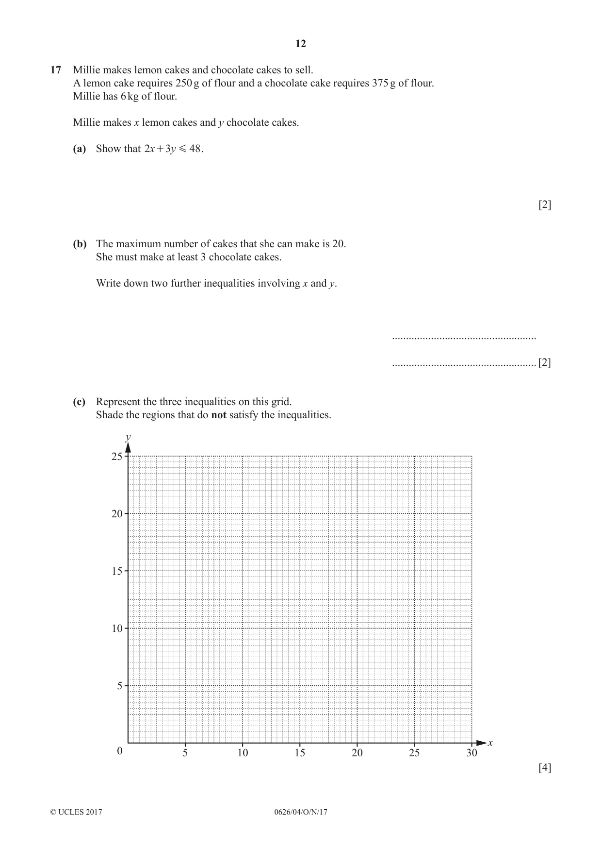 Cambridge IGCSE Mathematics (9-1) (UK only) 0626 2017 Oct/Nov Paper 4 · Variant 1 question paper, page 12 of 16